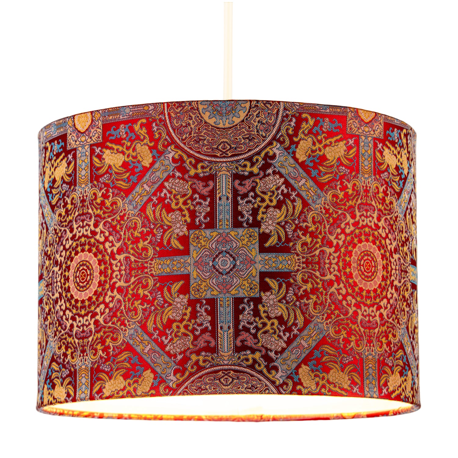 Persian-Inspired Ottoman Tapestry Floral Shade in Deep Red and Gold Image 2