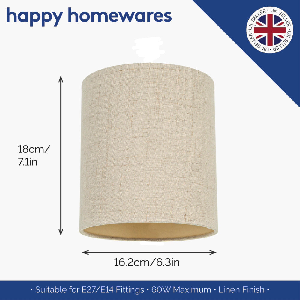 Contemporary and Sleek Taupe Linen Fabric 6" Cylindrical Lamp Shade 60w Maximum Image 5