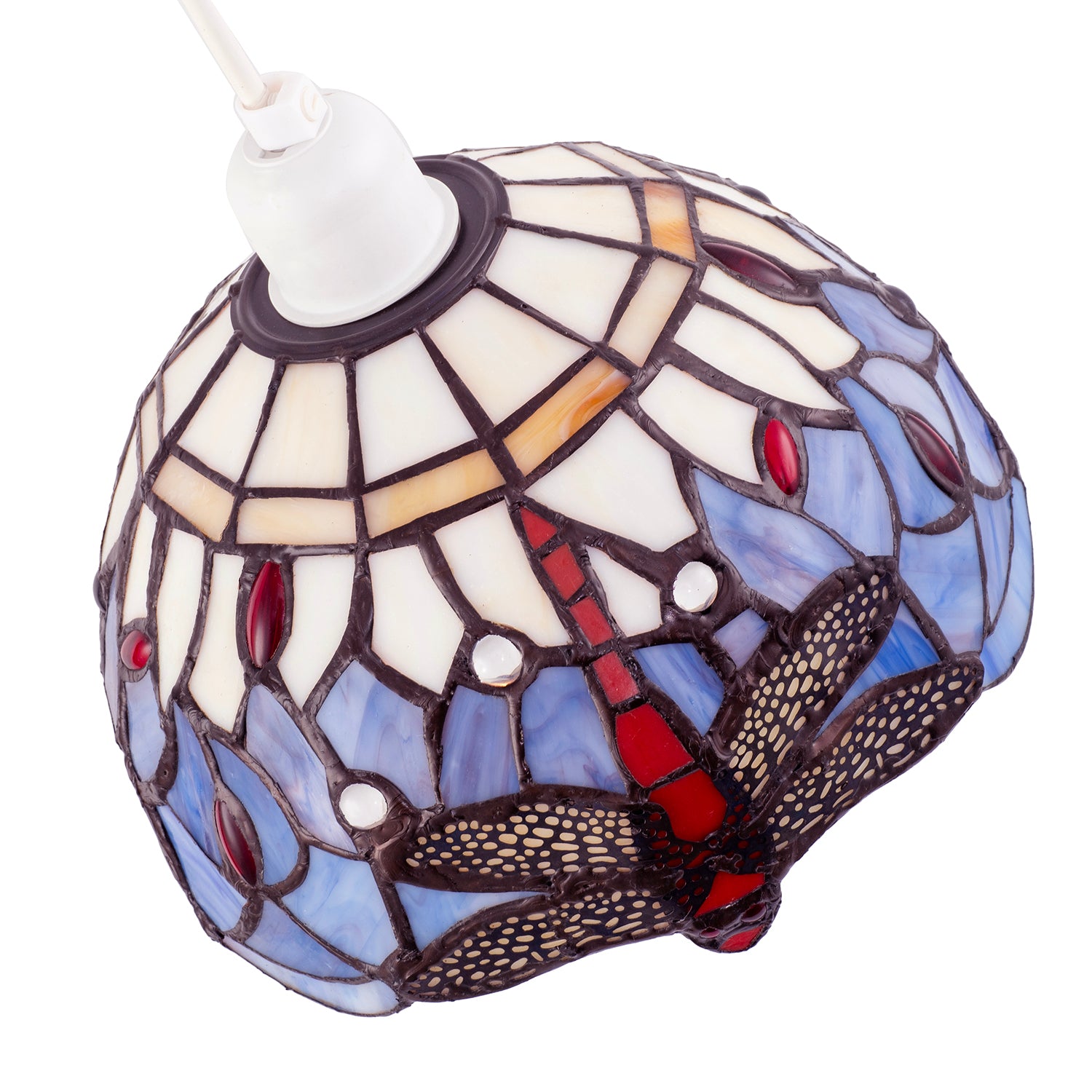 Lavender Purple Toned Stained Glass Dragonfly Tiffany Pendant Shade Image 3