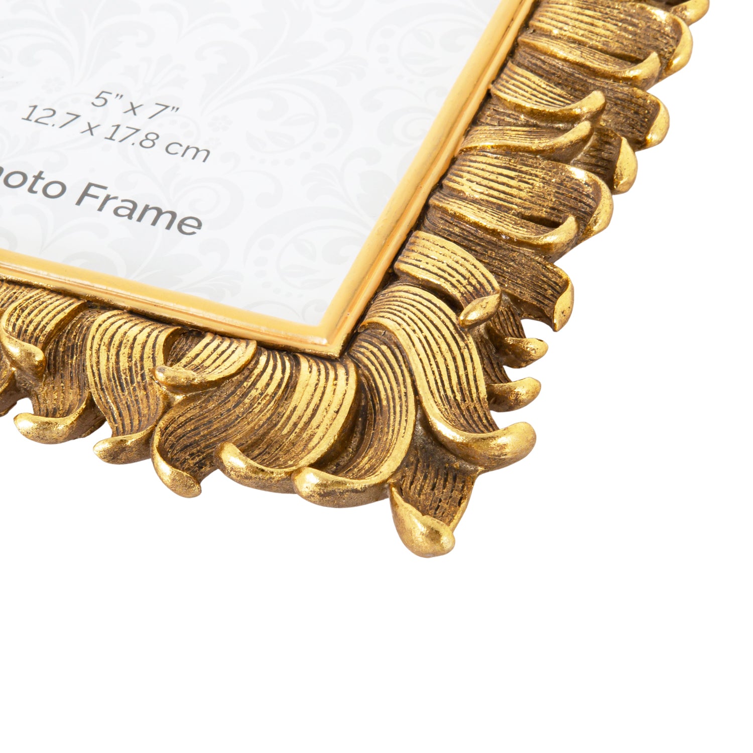 Traditional and Elegant Resin Hand Painted Gold 5x7 Picture Frame with 3D Waves Image 4