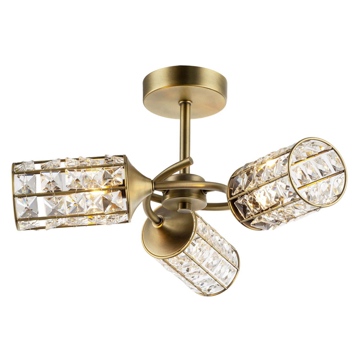 Antique Brass Ceiling Light with Cylindrical Acrylic Beaded Shades Image 2
