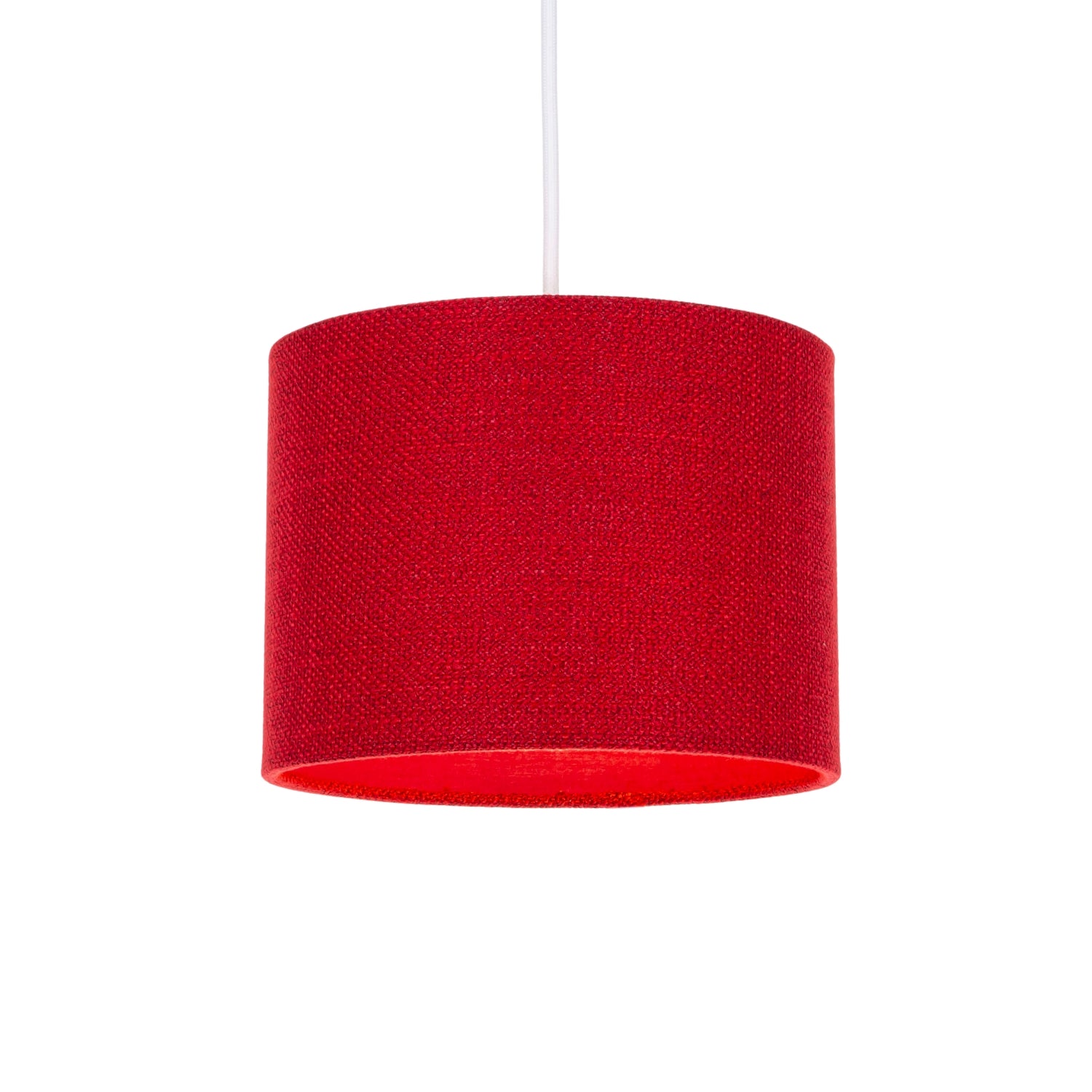 Modern Red Linen Fabric Small 8" Drum Lamp Shade with Matching Cotton Lining Image 2