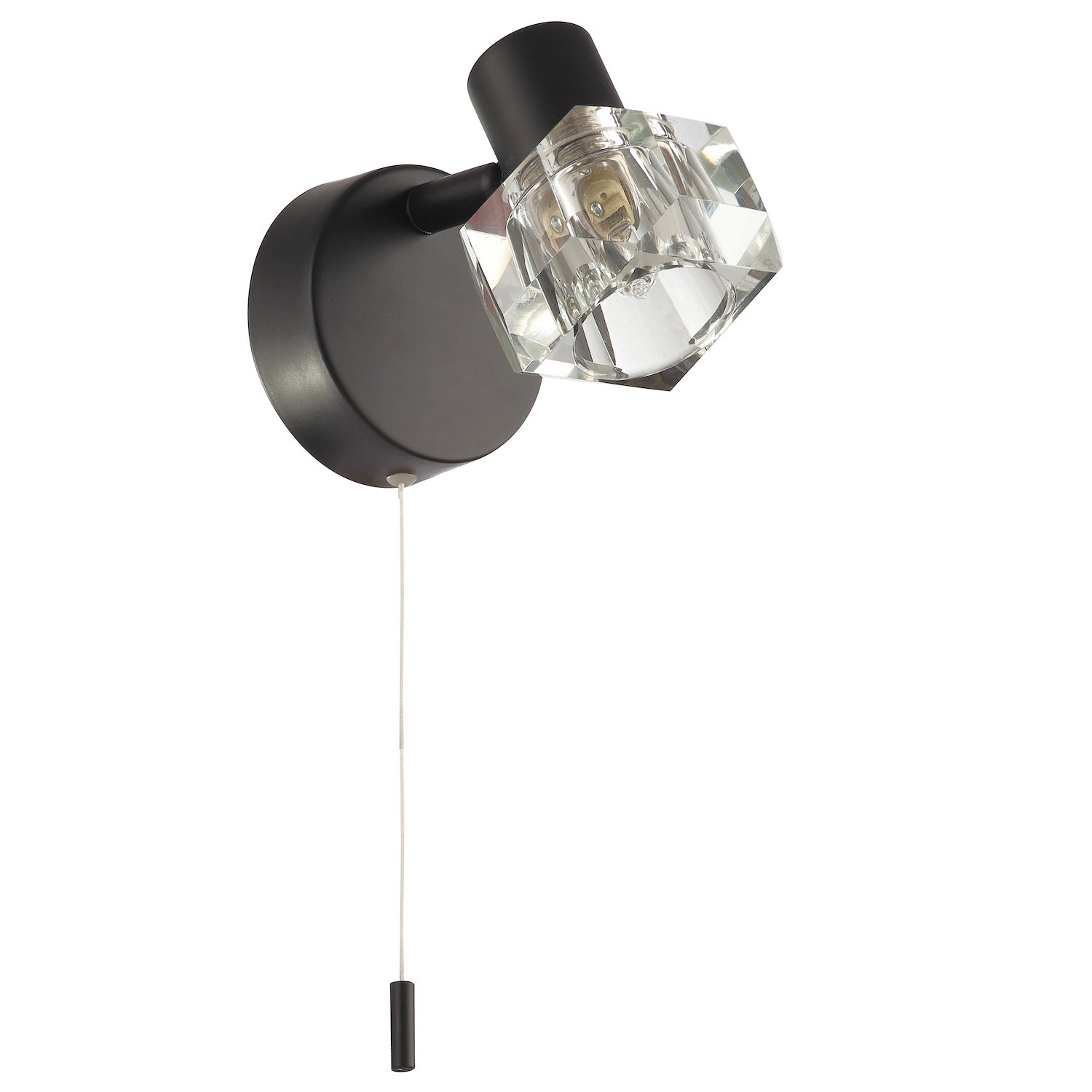 Modern Matte Black Wall Light with Chunky Square Ice Cube Glass Shade Image 4