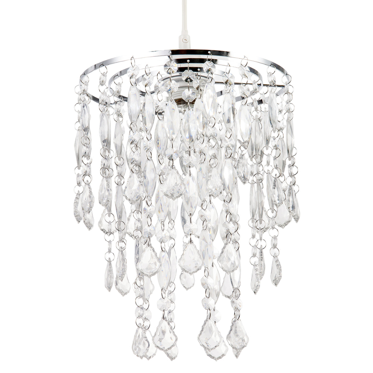 Chandelier Style Pendant Light Shade with Tiers of Clear Acrylic Drops Image 5