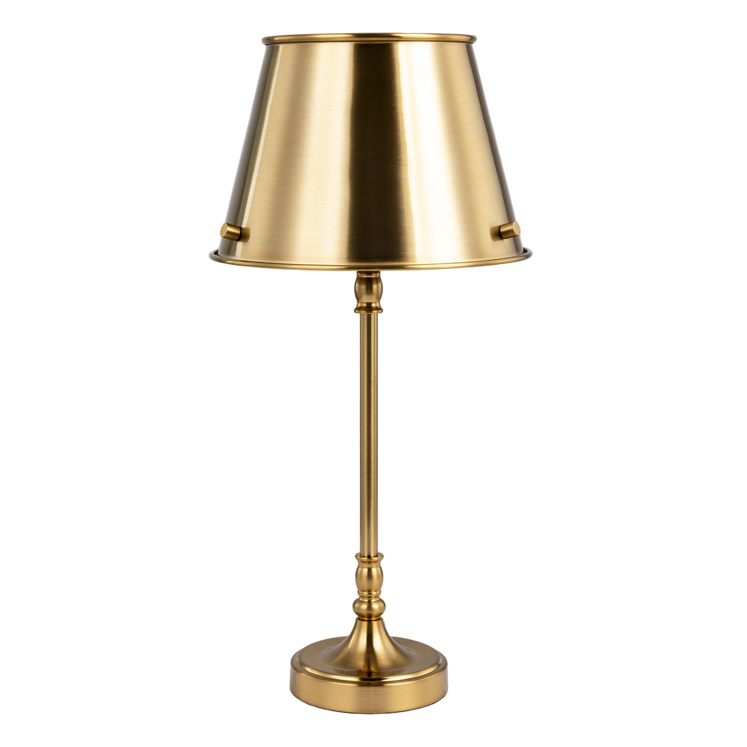 Traditional and Timeless Aged Brass Table Lamp with Unique Metal Shade Image 3