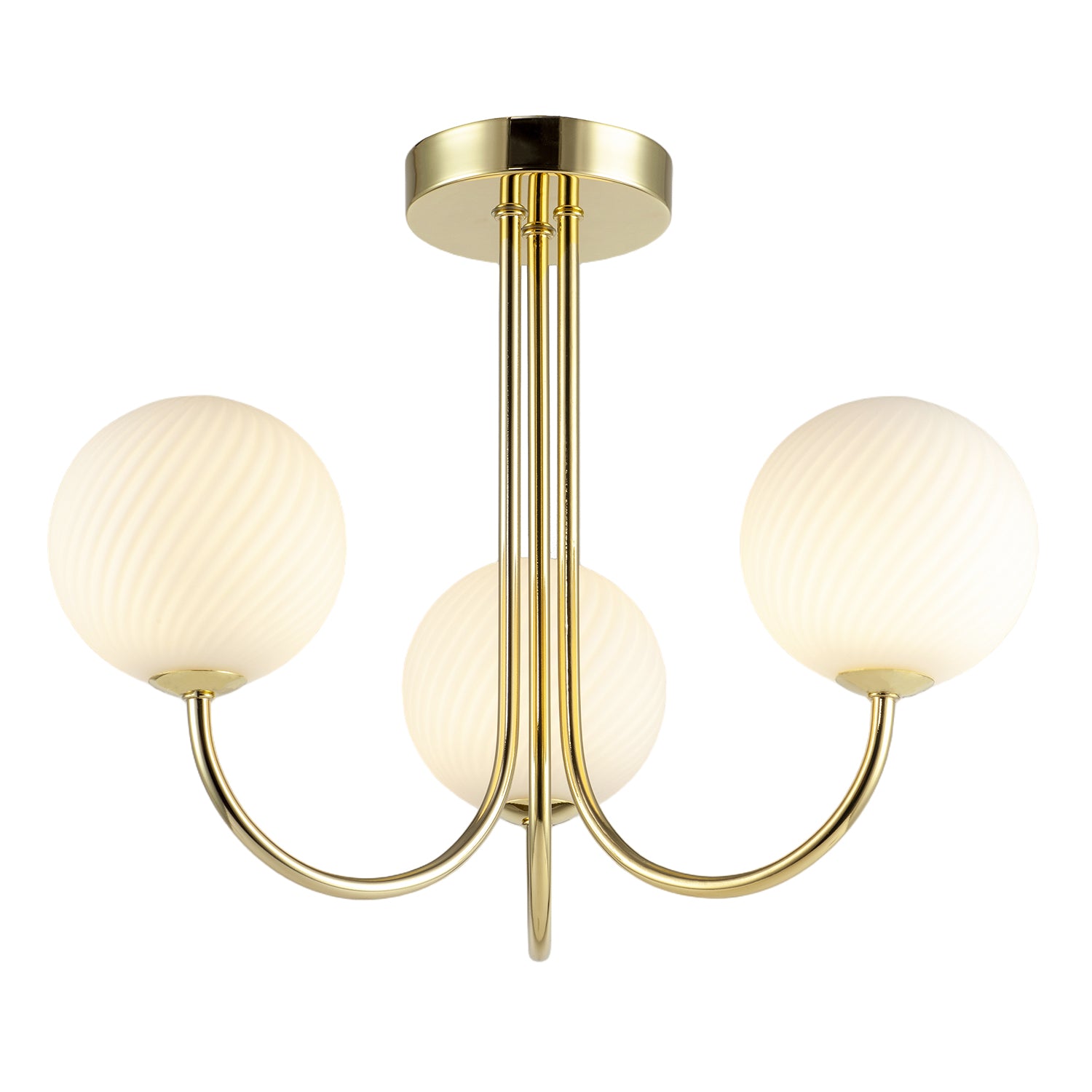 Modern Polished Gold Plated Ceiling Light Fitting with Swirl Glass Image 4
