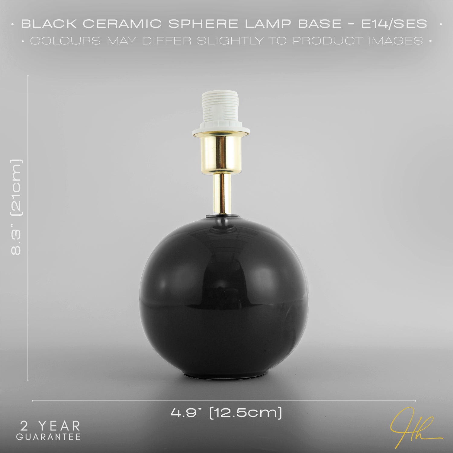 Traditional Round Ceramic Table Lamp Base in Black Gloss Finish with Gold Trim Image 6