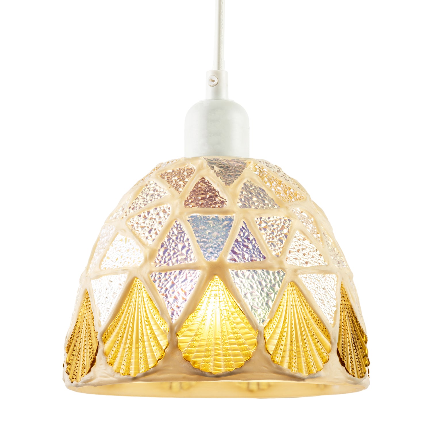 Dome Shaped Pendant Ceiling Light Shade with Structured Mosaic Glass Image 2