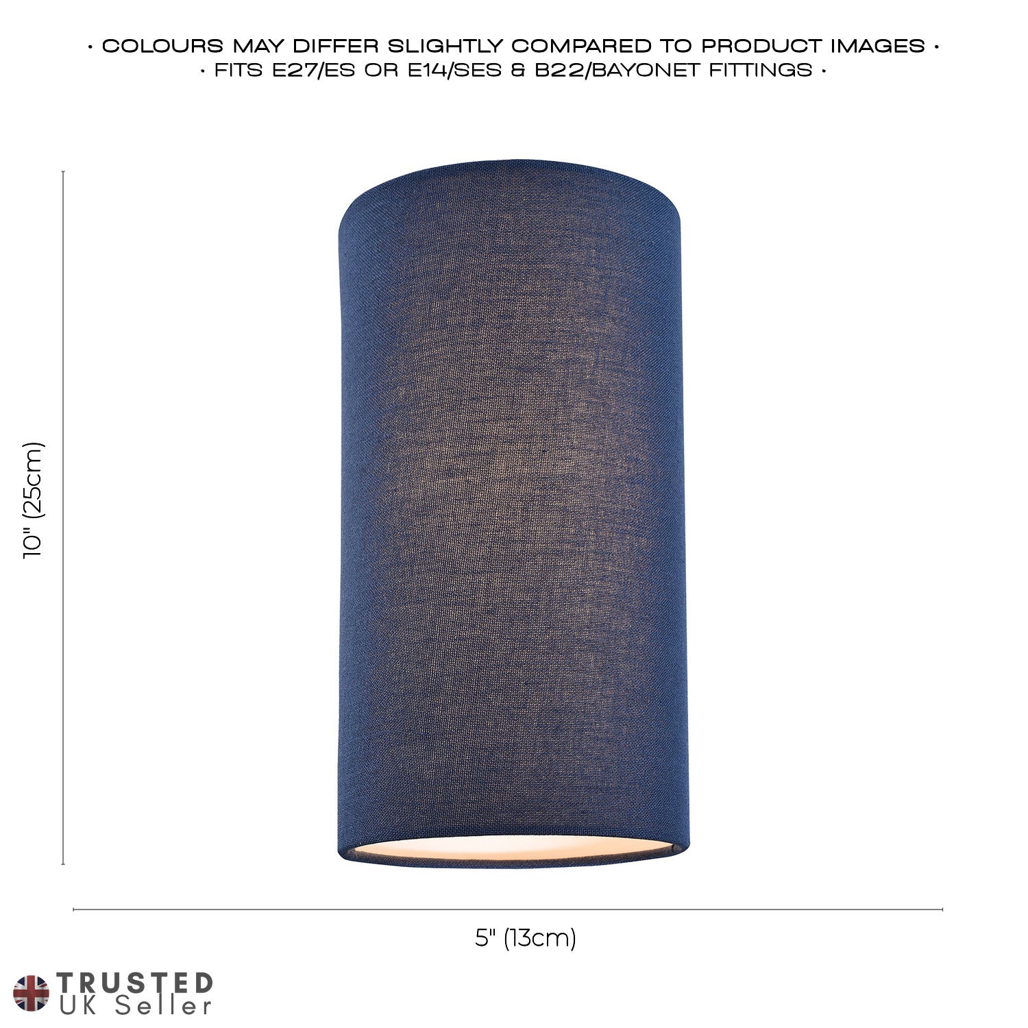 Contemporary and Stylish Midnight Blue Linen Fabric Tall Cylindrical Lampshade Image 6