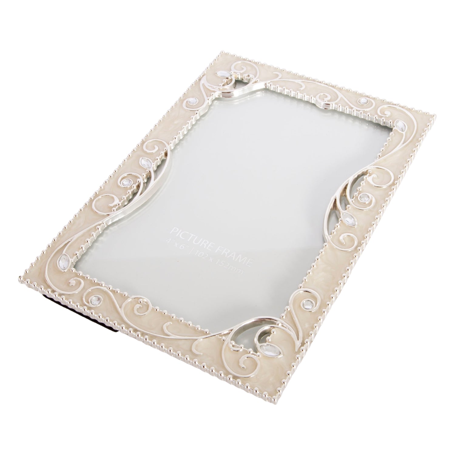 Traditional Ornate Pearl White Epoxy Picture Frame with Thin Wire Floral Decor Image 5