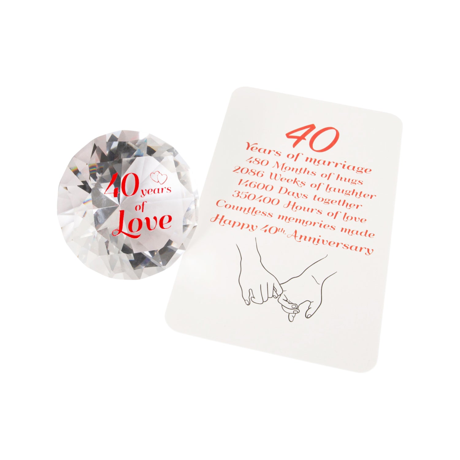 Modern Transparent K9 Crystal Glass 40th Anniversary Sentiment Ornament Gift Set Image 2