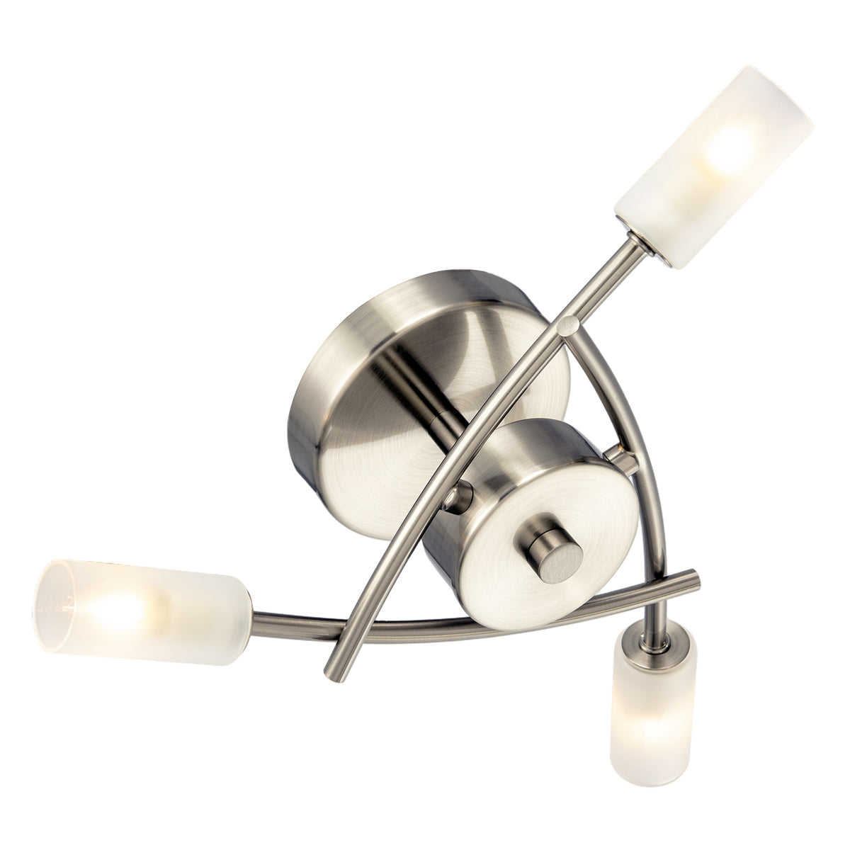 Contemporary 3-Arm Satin Nickel Ceiling Light with Tubular Shades Image 8