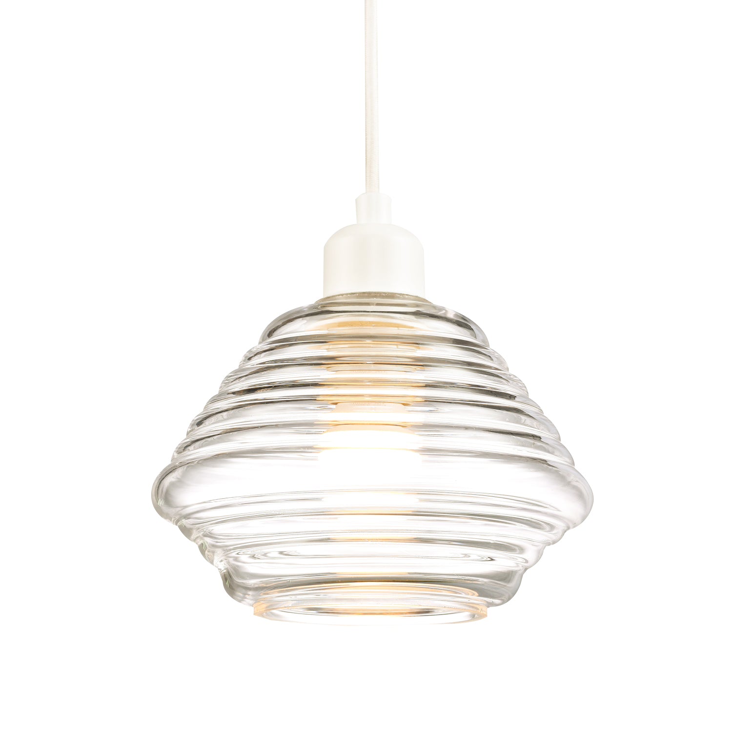 Ribbed Clear Glass Easy Fit Pendant Lighting Shade with Contemporary Design Image 2