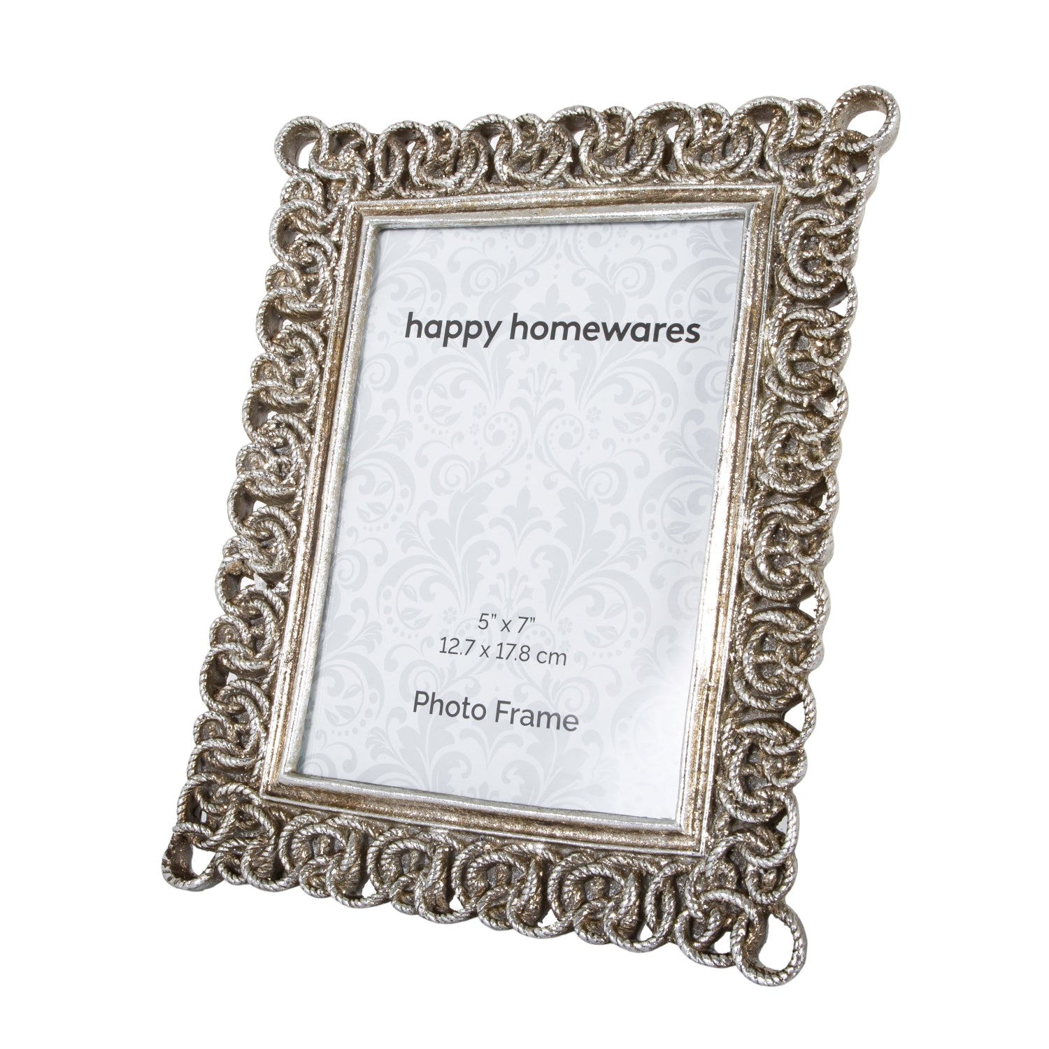 Ornate Traditional Aged Rustic Silver 5x7 Picture Frame with Spiral Loops Decor Image 2