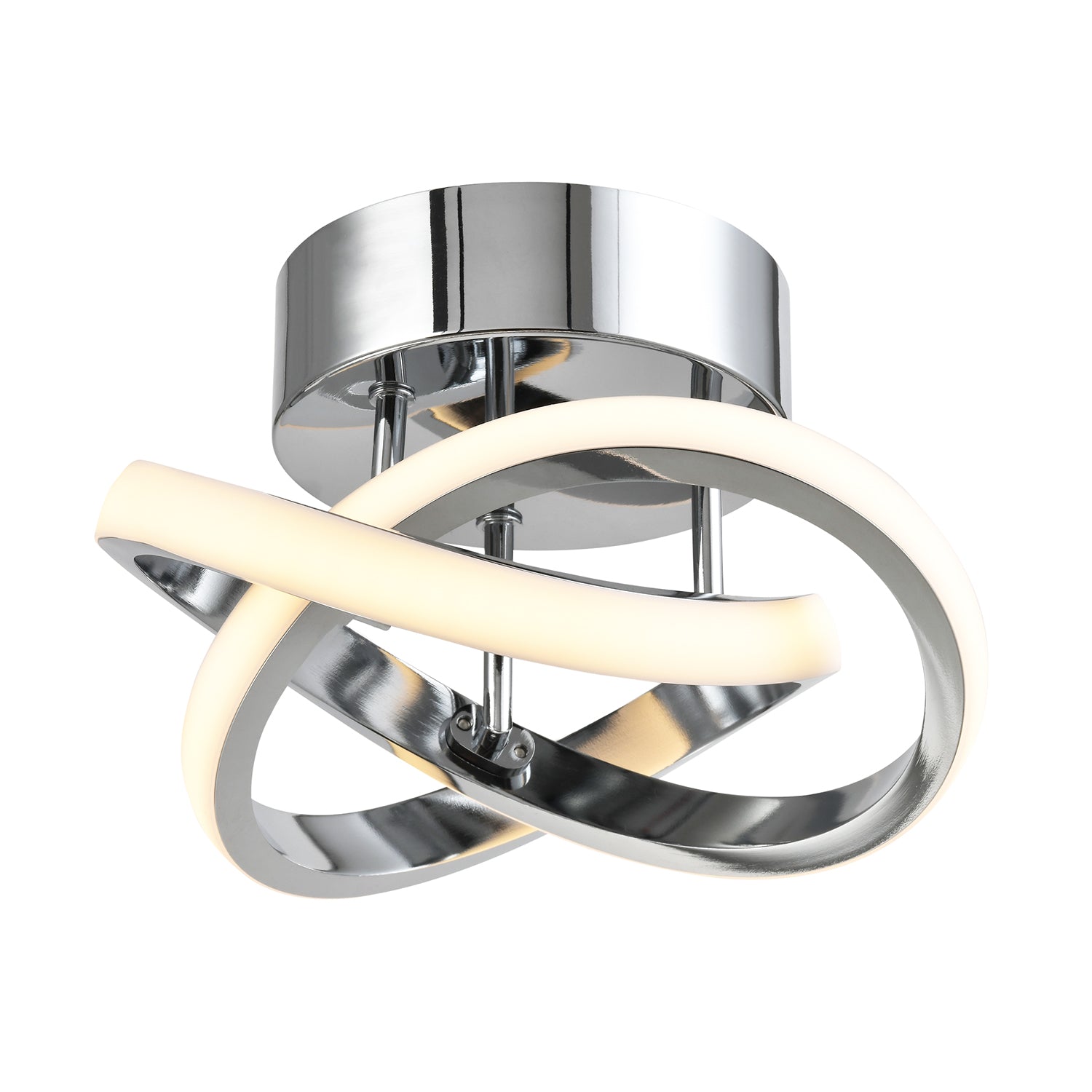 Modern LED Chrome Ceiling Light Fitting with Swirl Thick Metal Strip Image 1