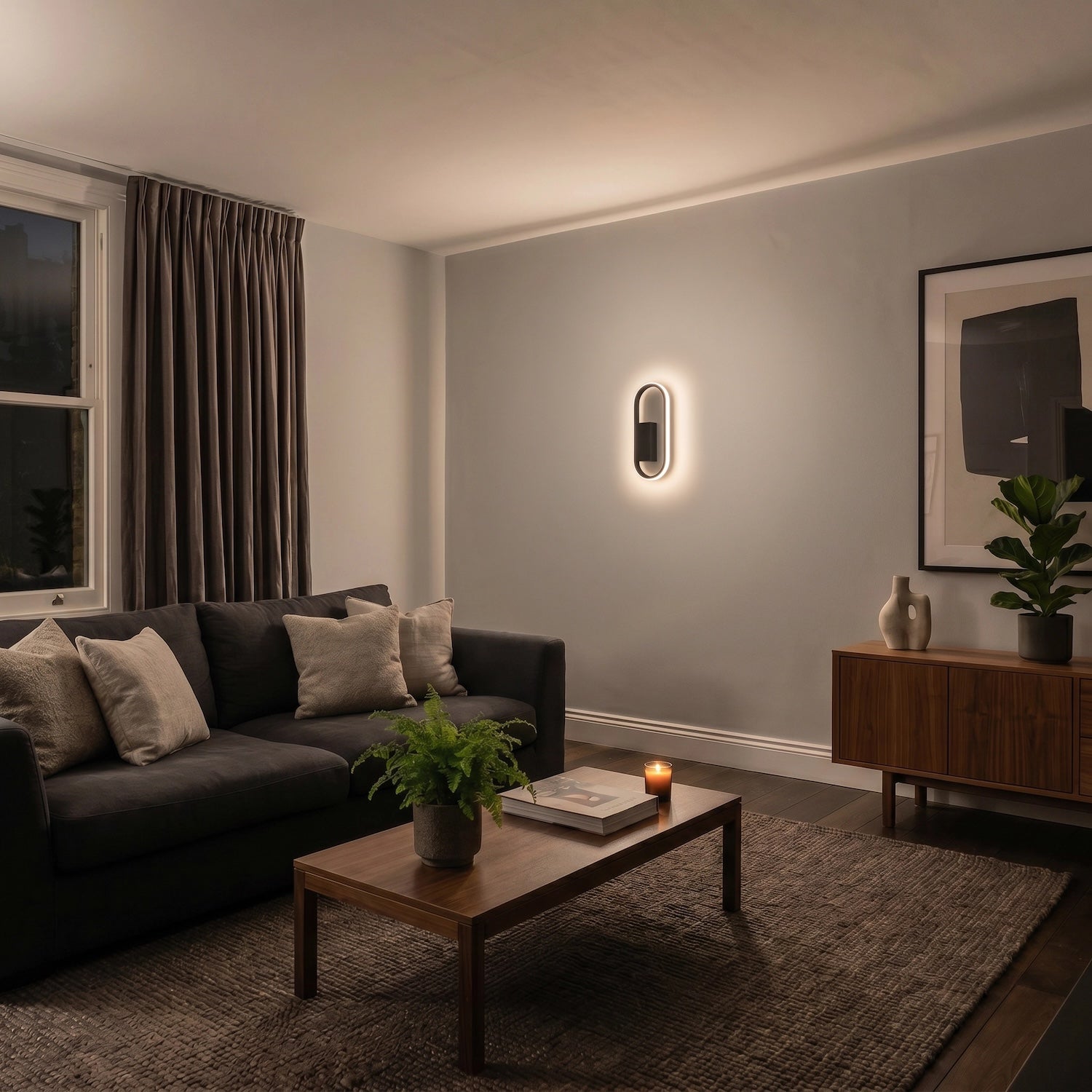 Modern Feature Style LED Wall Lighting Fitting in Matte Black Metal Image 6
