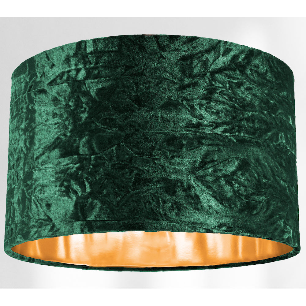 Modern Green Crushed Velvet 14" Table/Pendant Lampshade with Shiny Copper Inner Image 4