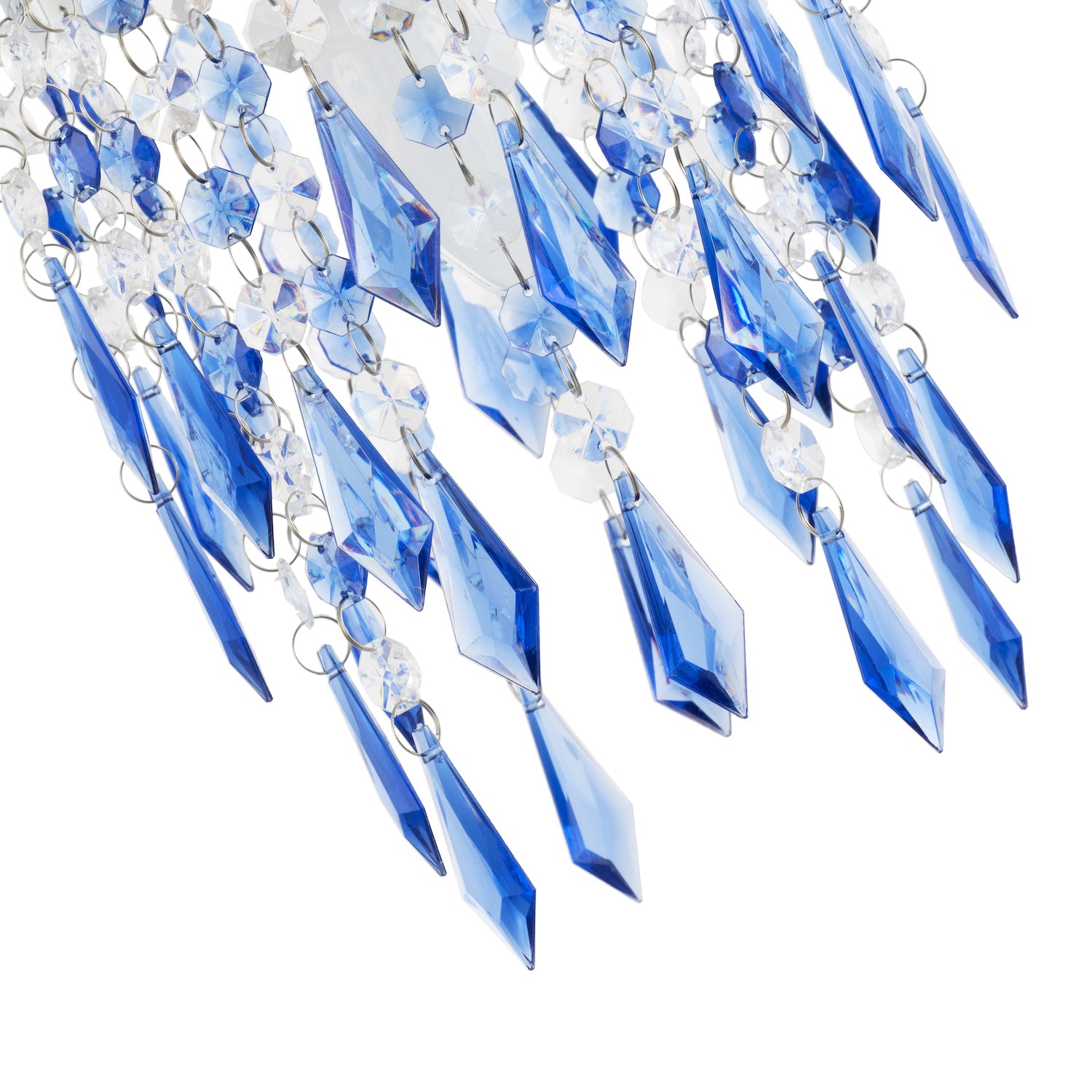 Modern Waterfall Design Pendant Shade with Clear/Blue Acrylic Drops and Beads Image 5