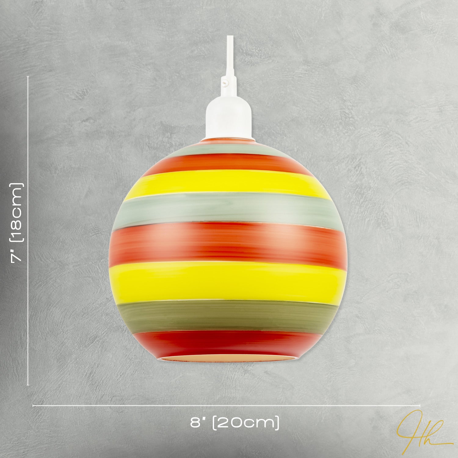 Multicolour Striped Glass Globe Pendant Shade with Retro Character Image 7