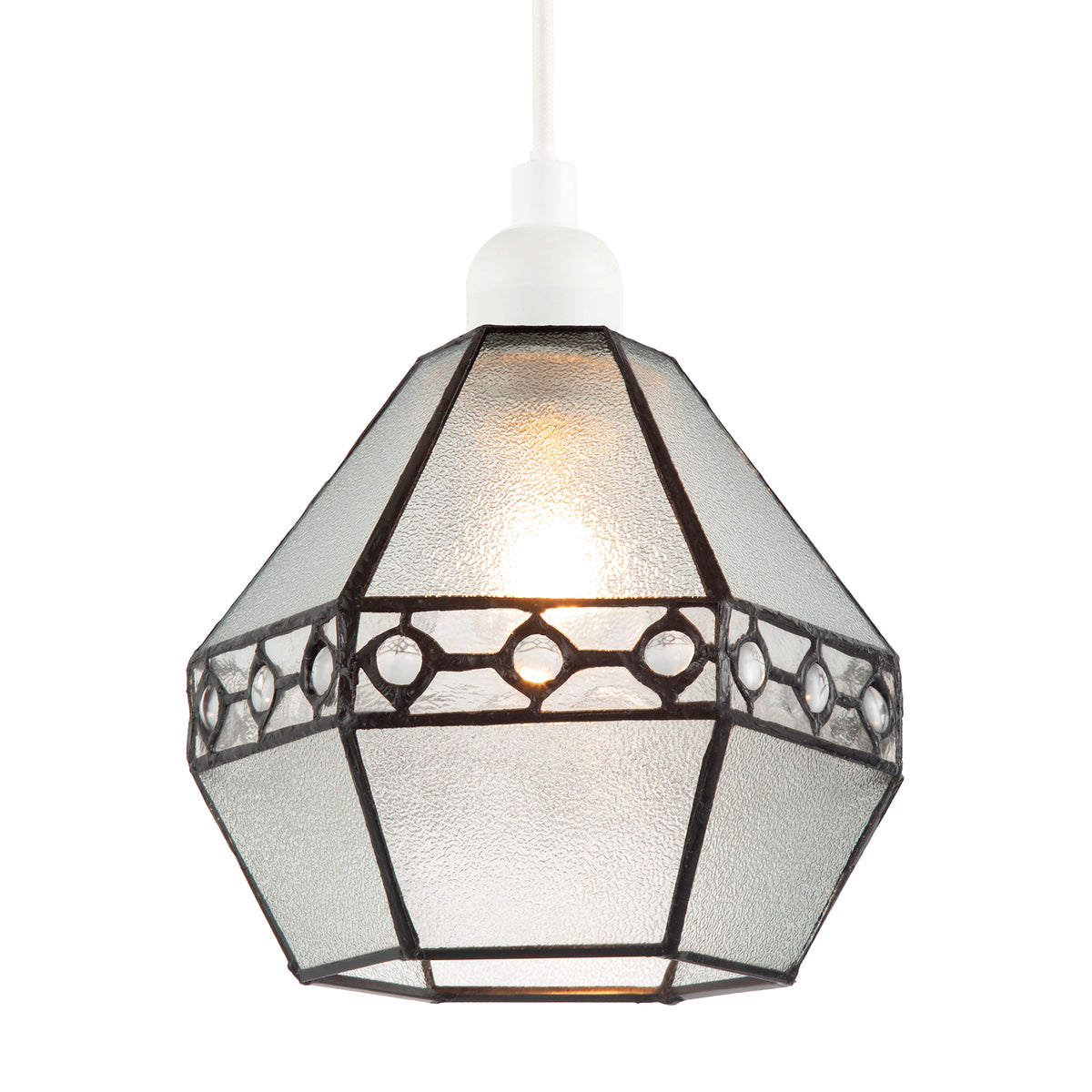 Industrial Style Pendant Light Shade Frosted Glass Clear Gems