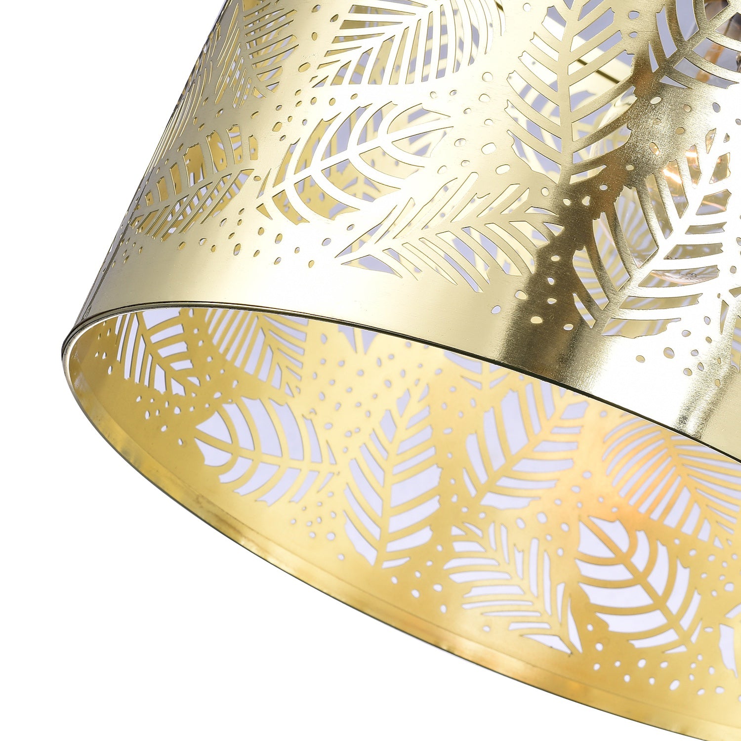 Contemporary Gold Plated Metal Pendant Light Shade with Fern Leaf Decoration Image 5