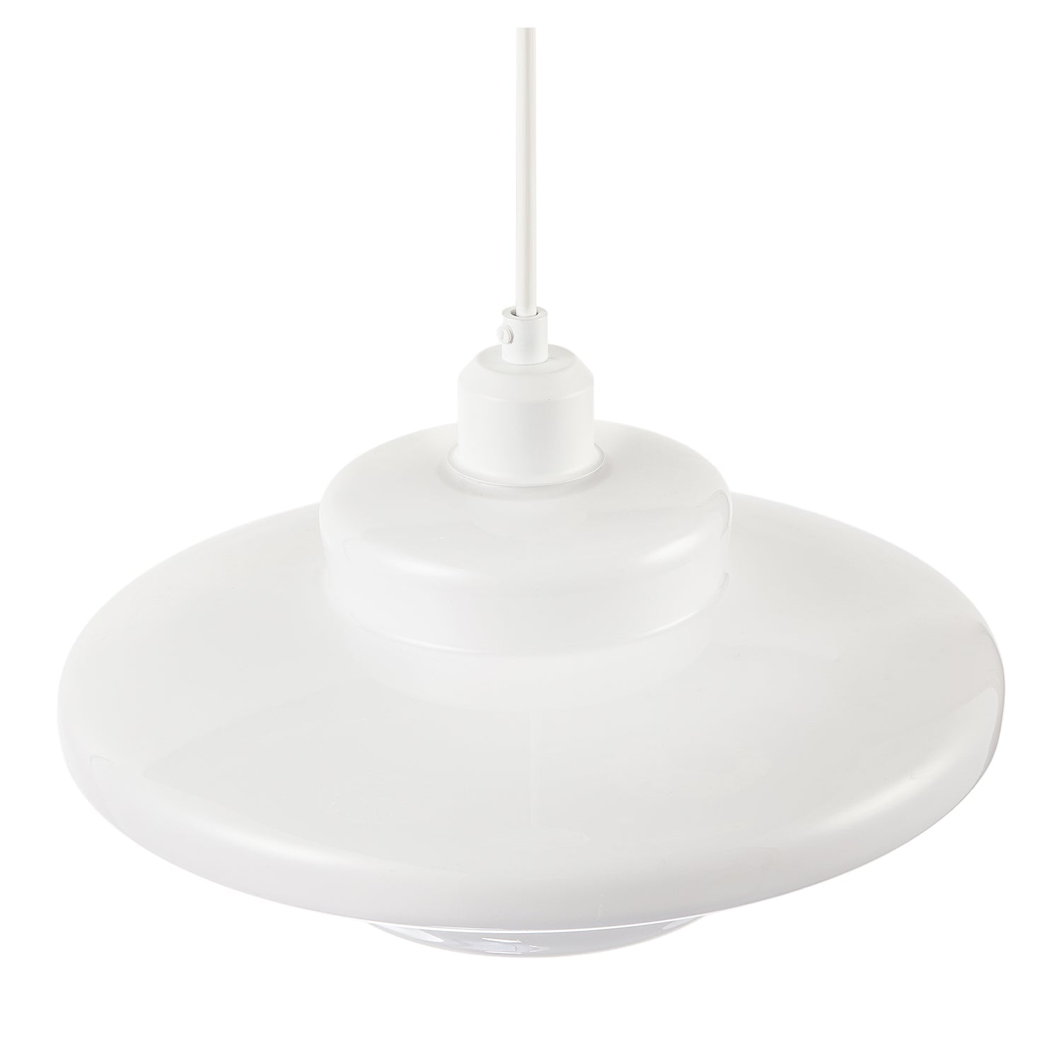 Modern UFO Disc Styled Ceiling Pendant Light Shade in Opal White Glass Image 3