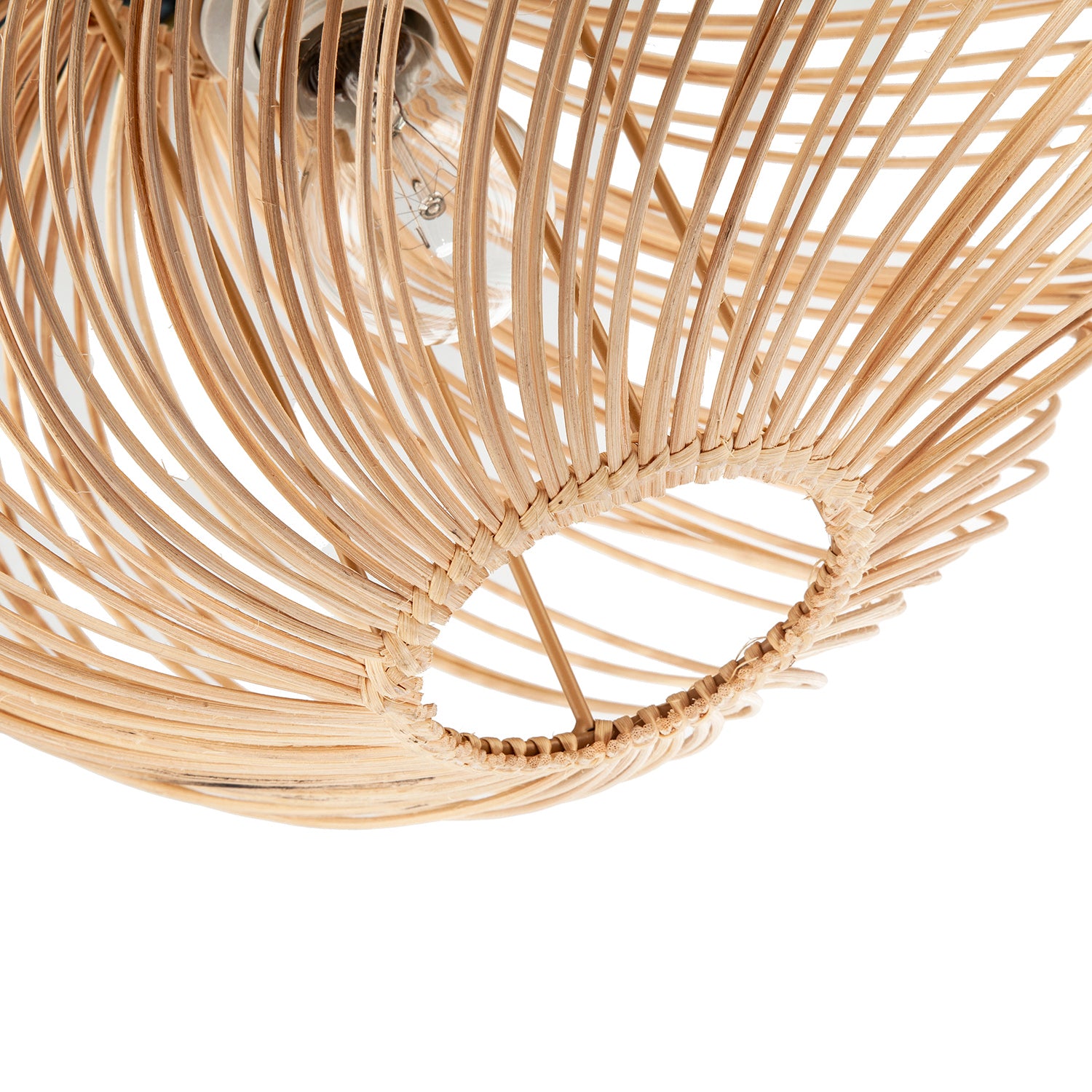 Contemporary Spiral Rattan Pendant Shade with Natural Light Finish Image 5