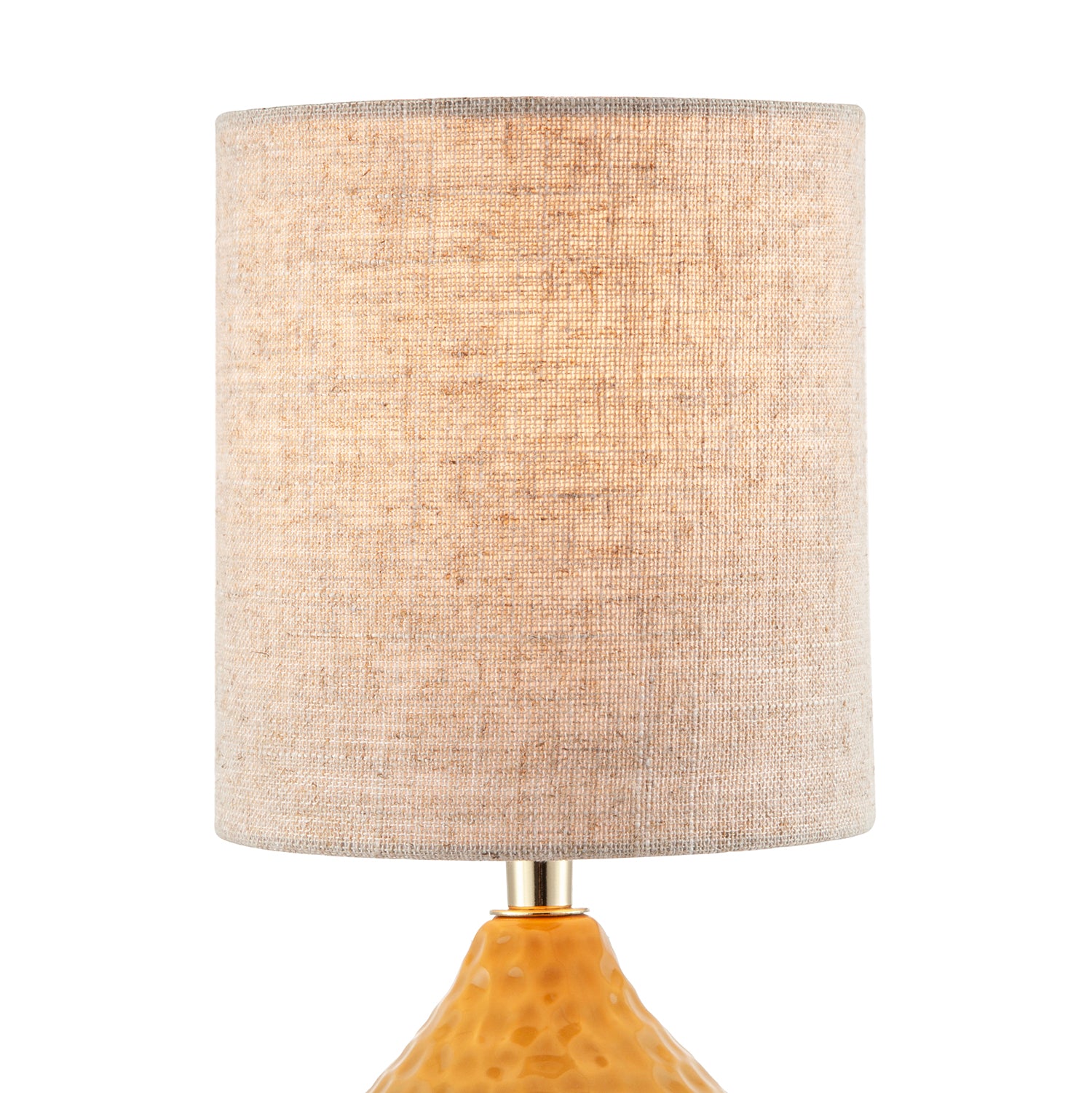 Mustard Ceramic Gloss Table Lamp with Natural Oatmeal Linen Shade Image 5