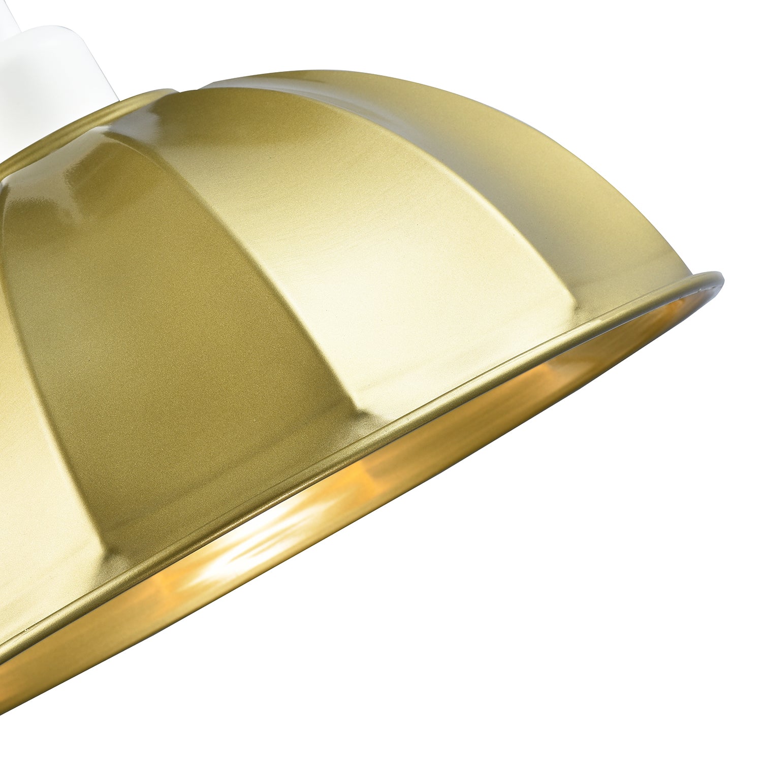 Modern Satin Gold Pendant Lighting Shade with Domed Shape and Outer Trim Lip Image 2