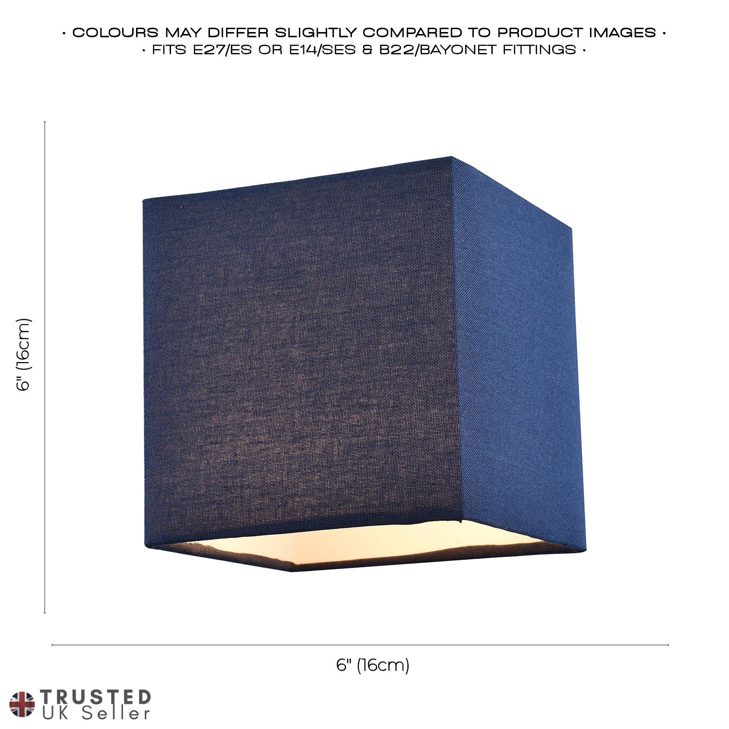 Contemporary and Stylish Midnight Blue Linen Fabric Square 16cm Lamp Shade Image 6