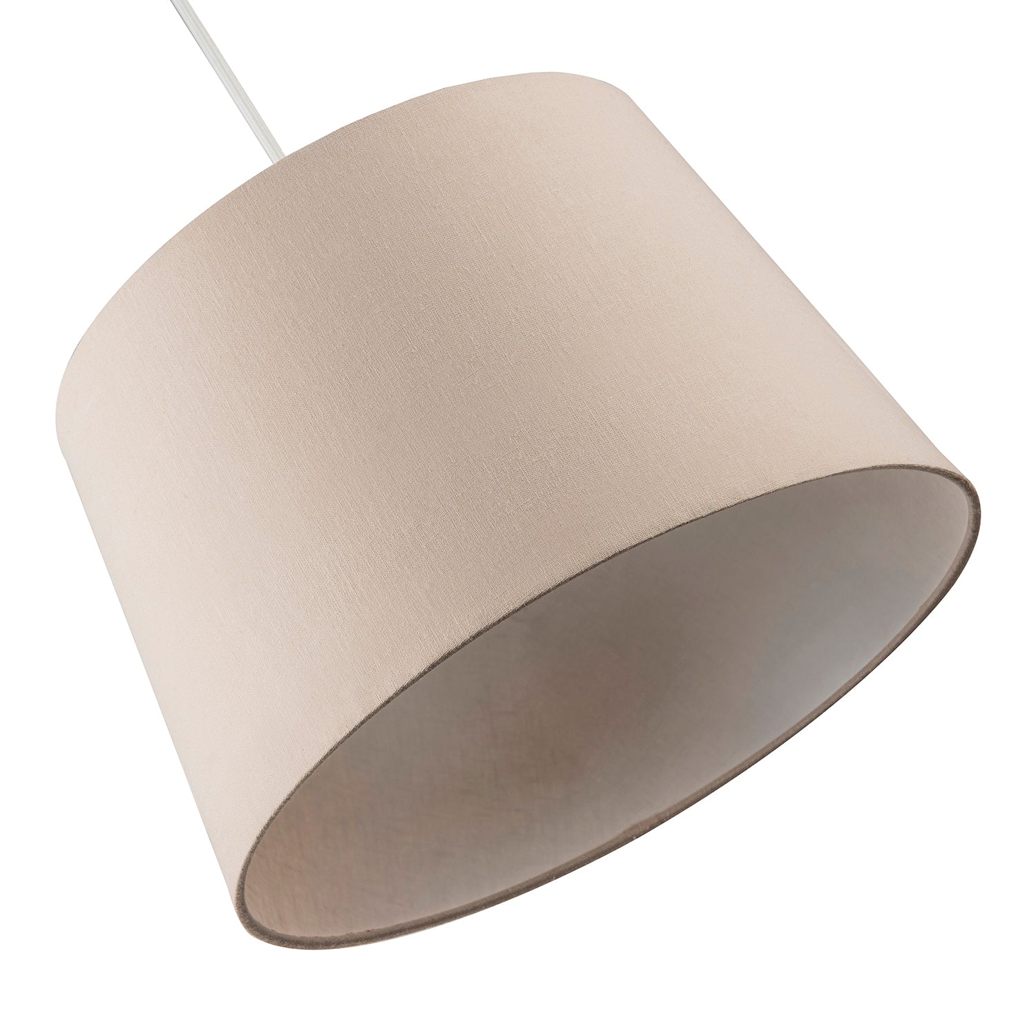 Contemporary Light Taupe Linen Fabric Drum Lampshade with Cotton Inner Image 5