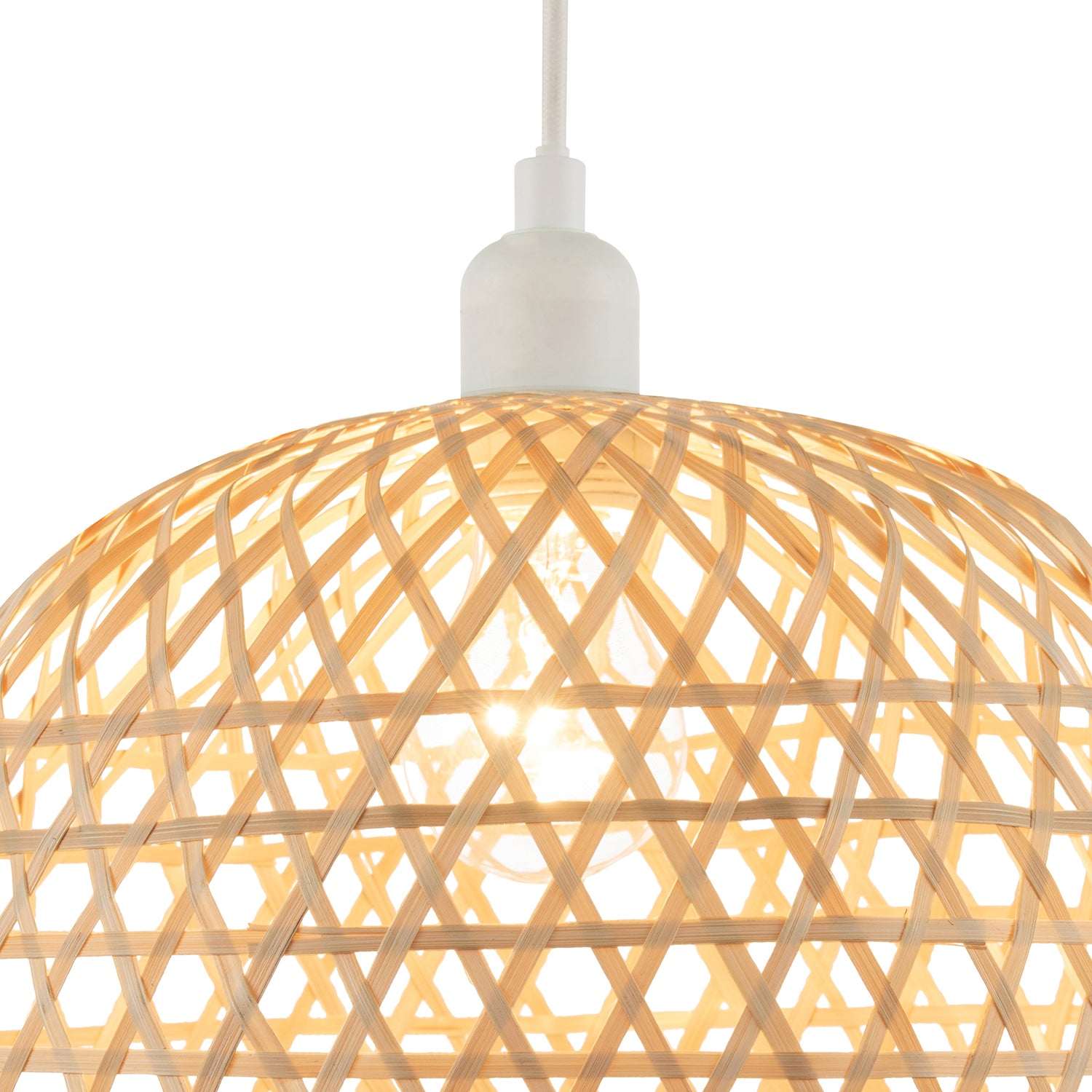 Hand Strapped Natural Bamboo Pendant Lighting Shade with Bell Shape Image 5