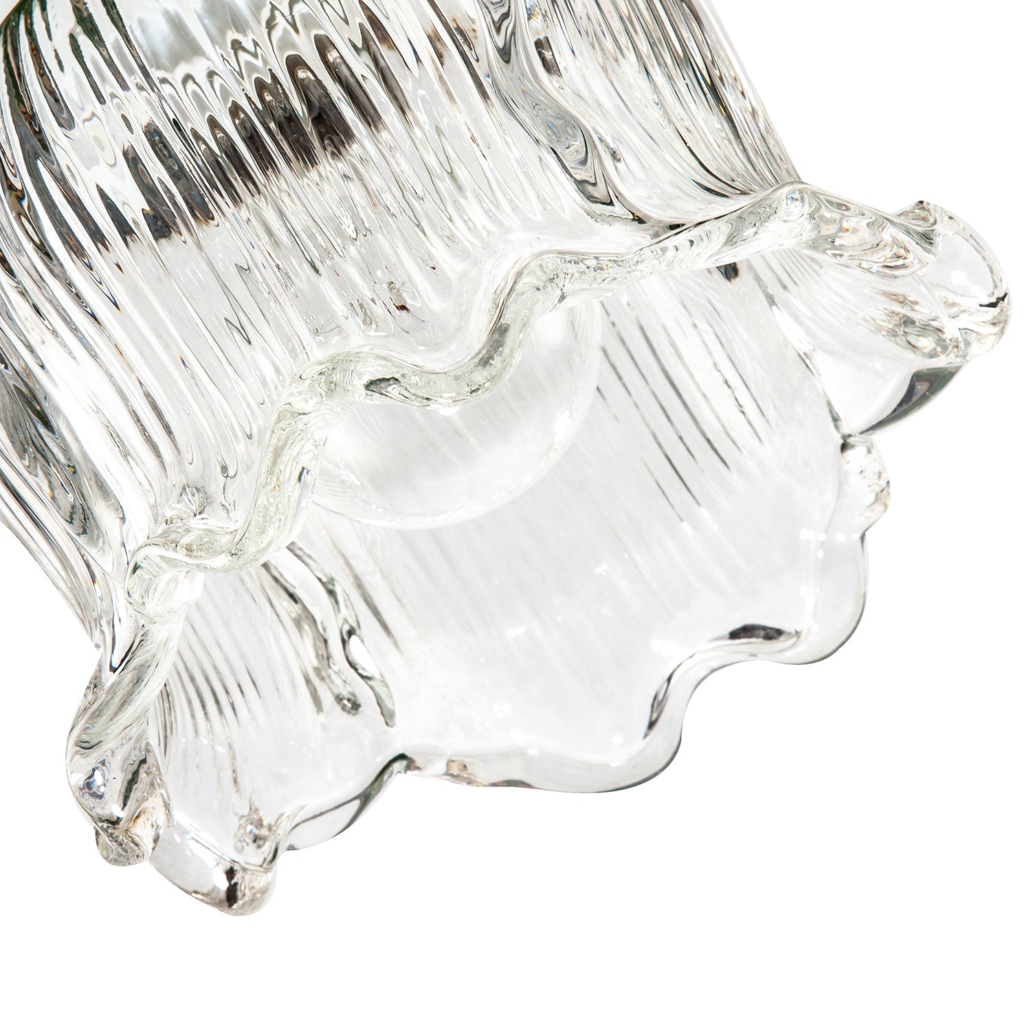 Transparent Ribbed Glass Pendant Lighting Shade in Compact Bell Shape Image 5