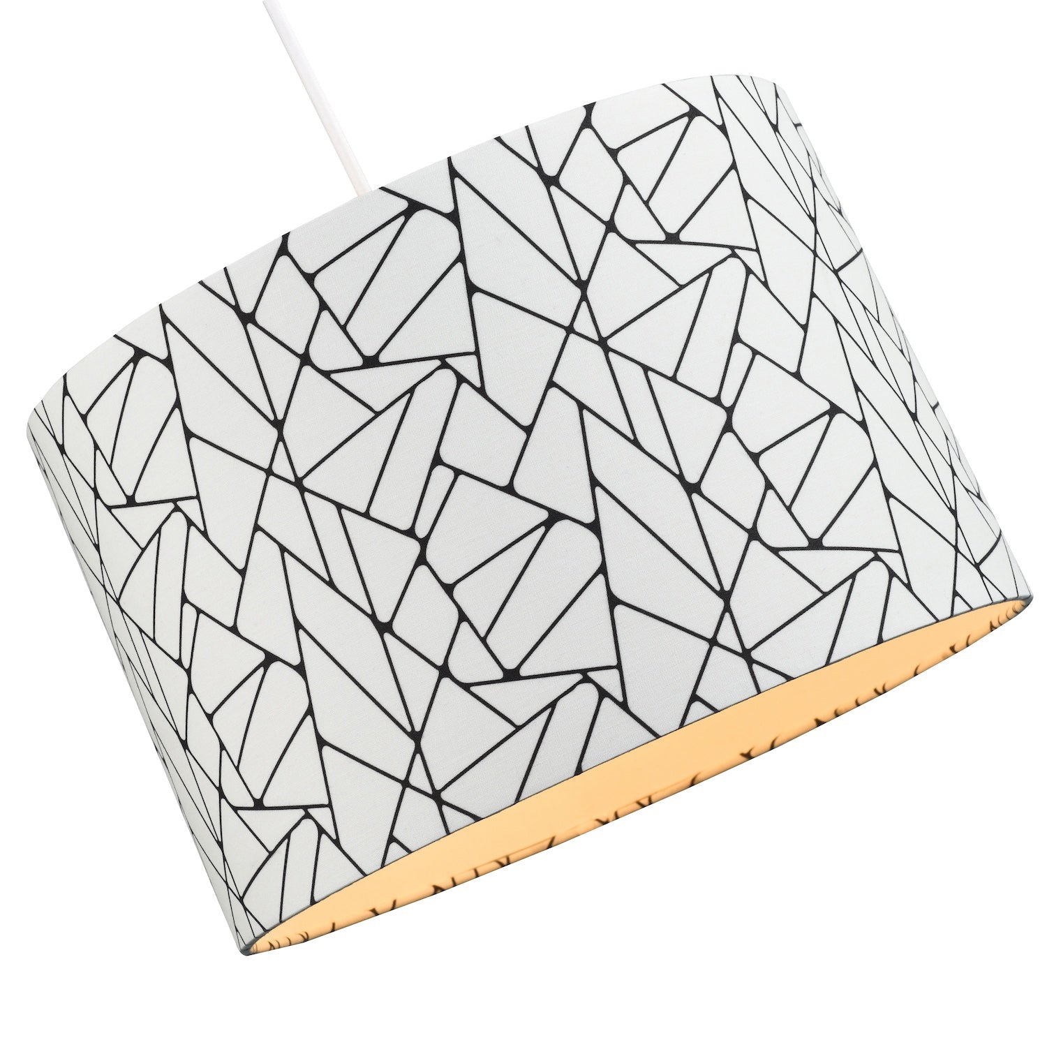 Off-White and Black Geometric Drum Lamp Shade with Inner Cotton Fabric Lining Image 3