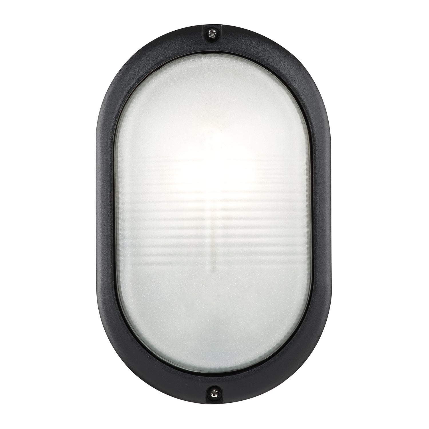 Industrial Designed Matt Black Cast Aluminium Outdoor Oval Bulkhead Wall Light Image 2