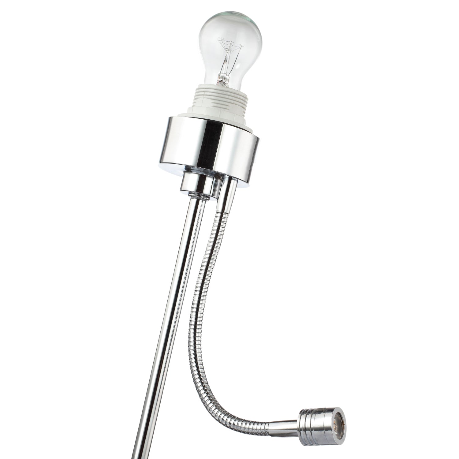 Modern Chrome Silver Table Lamp with Double Light - Adjustable LED and Standard Image 4