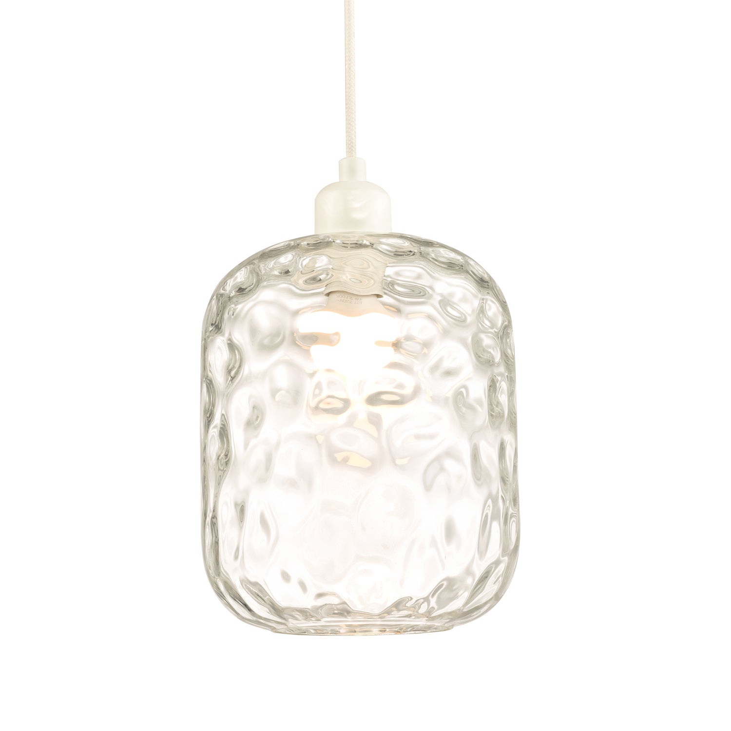 Clear Glass Pendant Lamp Shade with Crater Effect Moulded Design - 22cm x 18cm Image 4