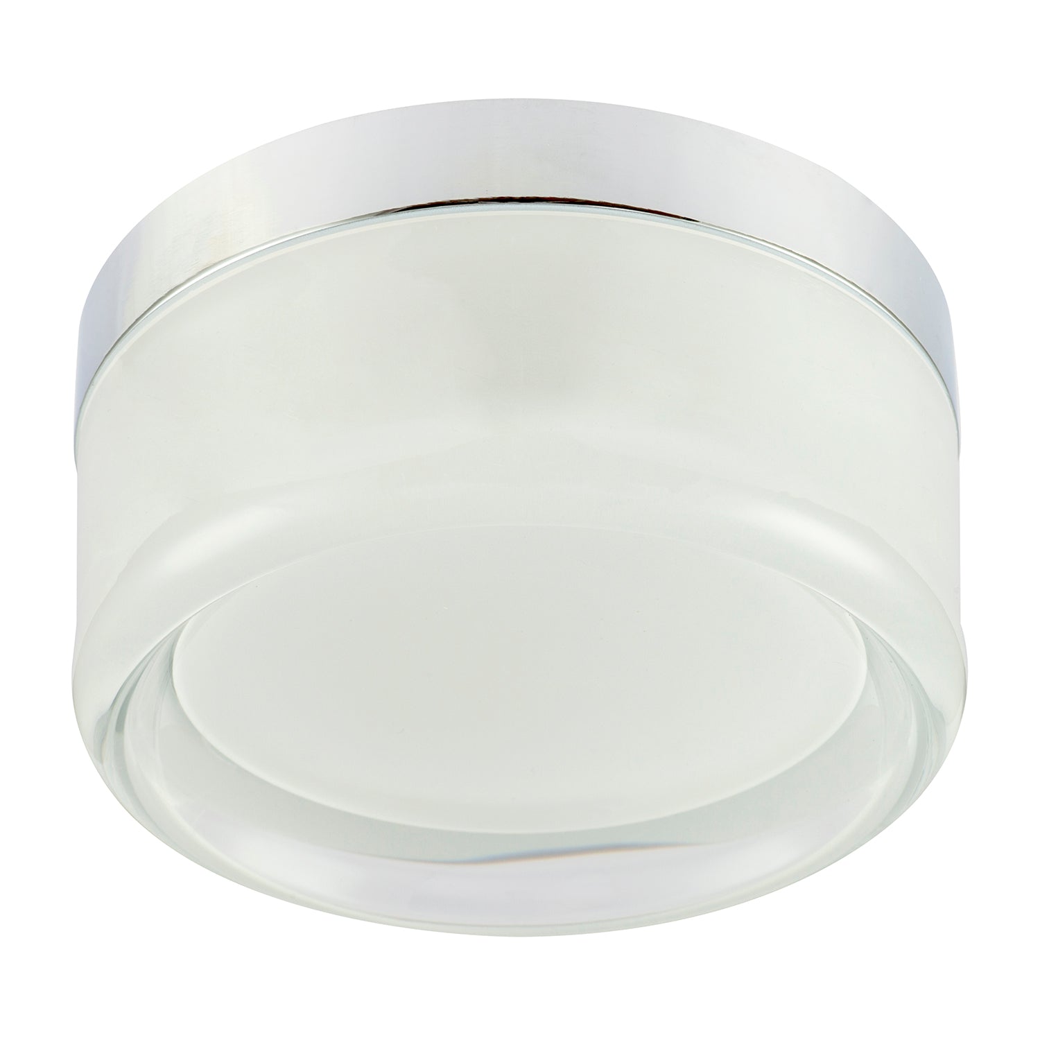Designer Polished Chrome LED Bathroom Ceiling Light with Opal Glass Image 3