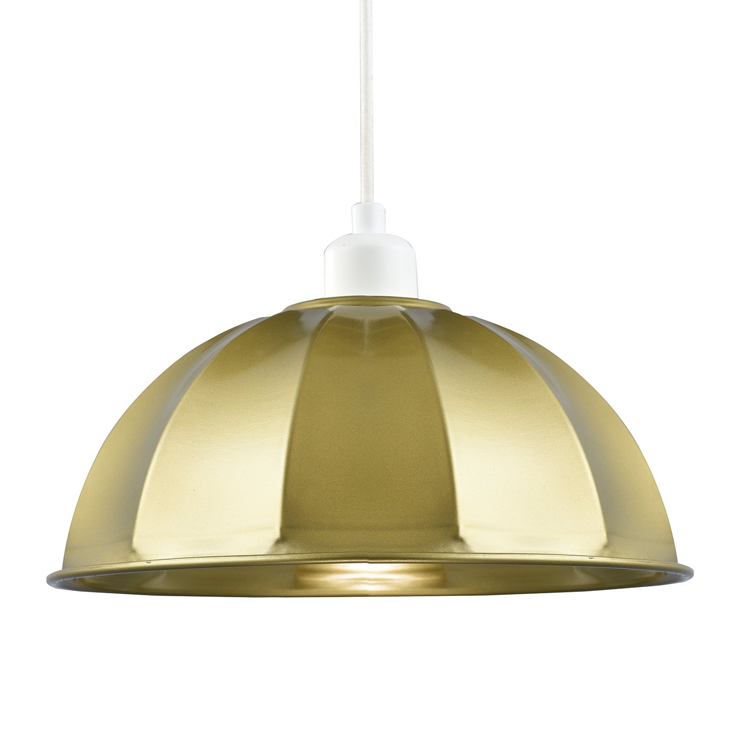 Modern Satin Gold Pendant Lighting Shade with Domed Shape and Outer Trim Lip Image 1