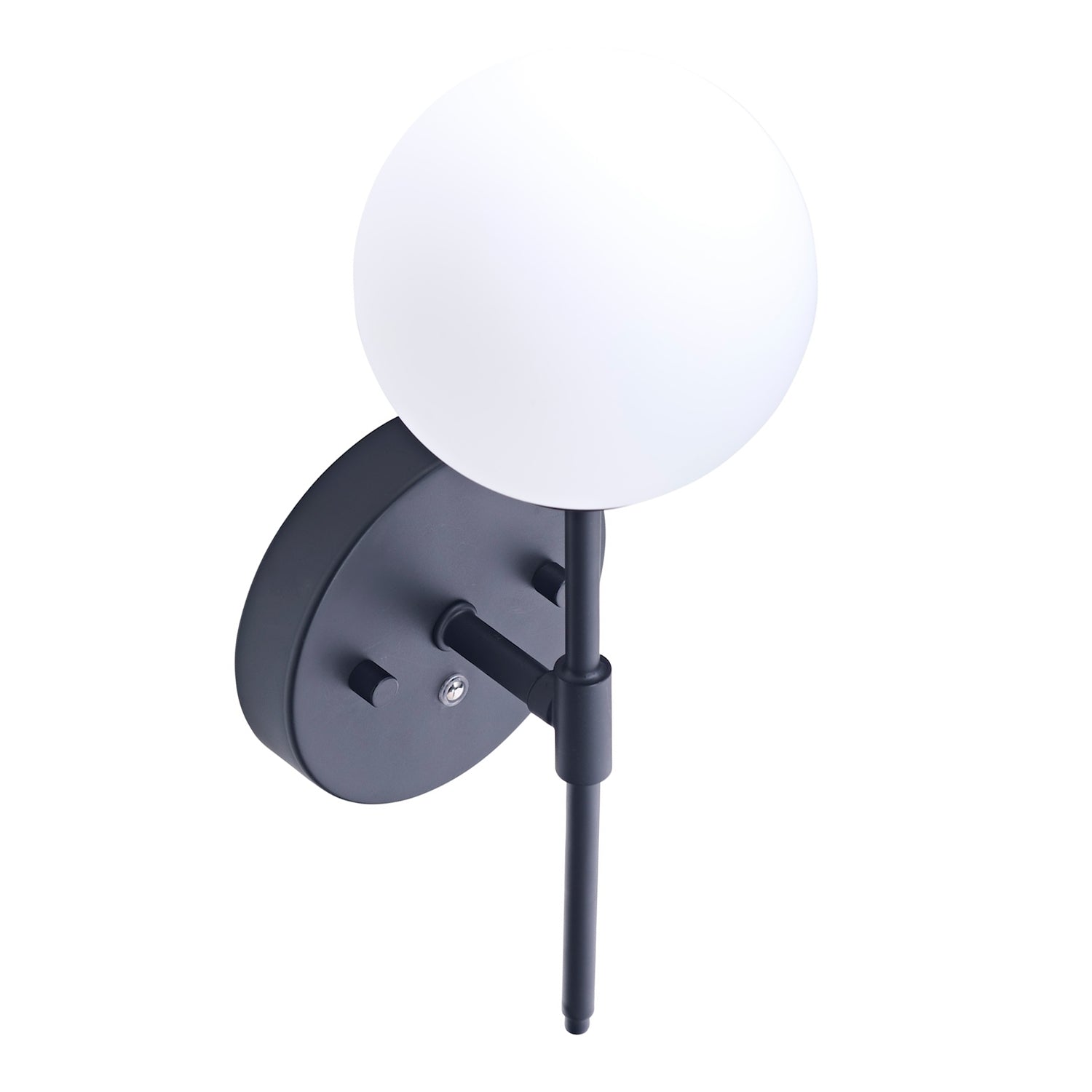 Matt Black Wireless Rechargeable Touch Dimmable Wall Light with Opal White Shade Image 2