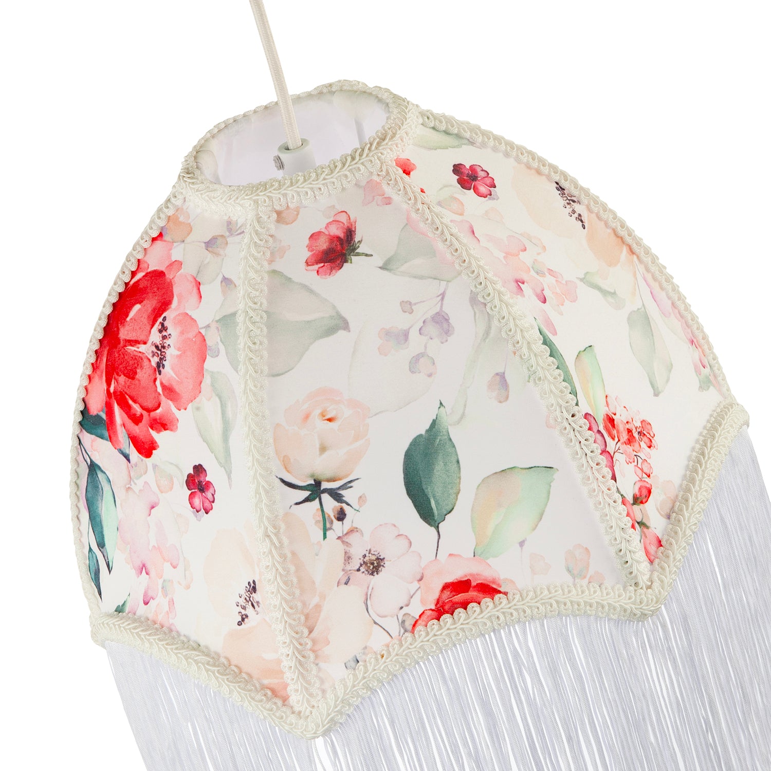 1920s Vintage Lamp Shade with Pastel Pink and Green Floral Decoration Image 3
