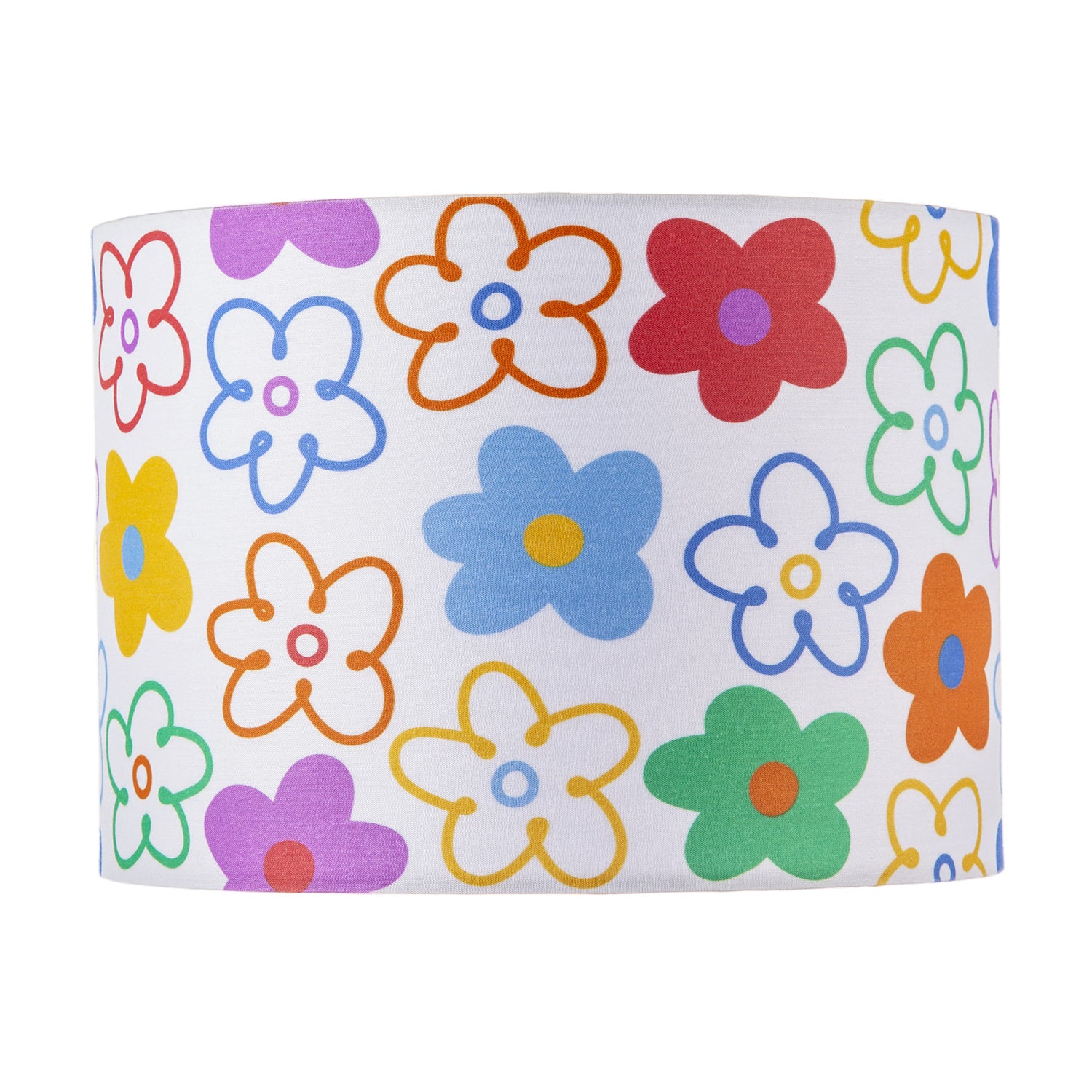 Bright and Colourful Fabric Lampshade with Retro Inspired Floral Decor Image 4