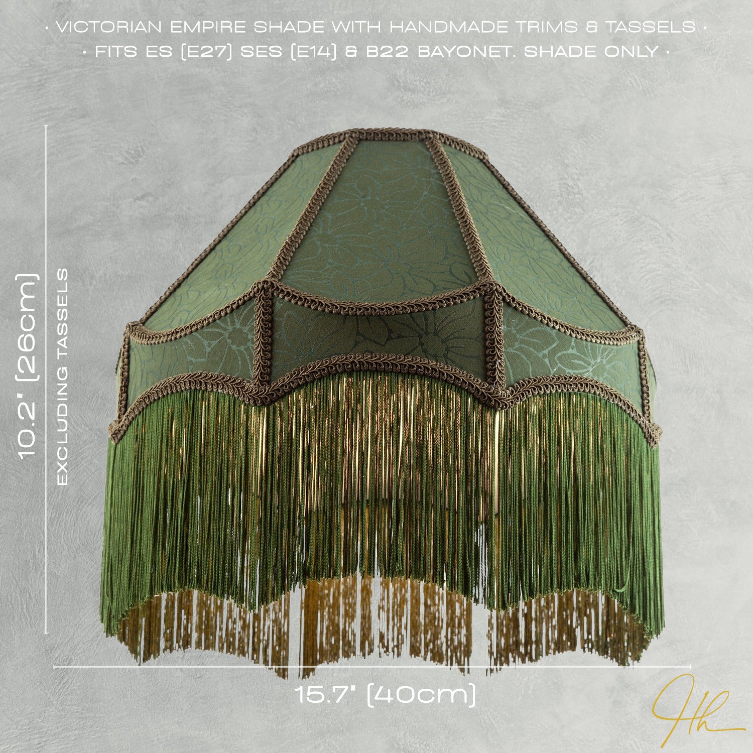 Classic Forest Green Floral Jacquard Victorian Empire Pendant Shade Image 7