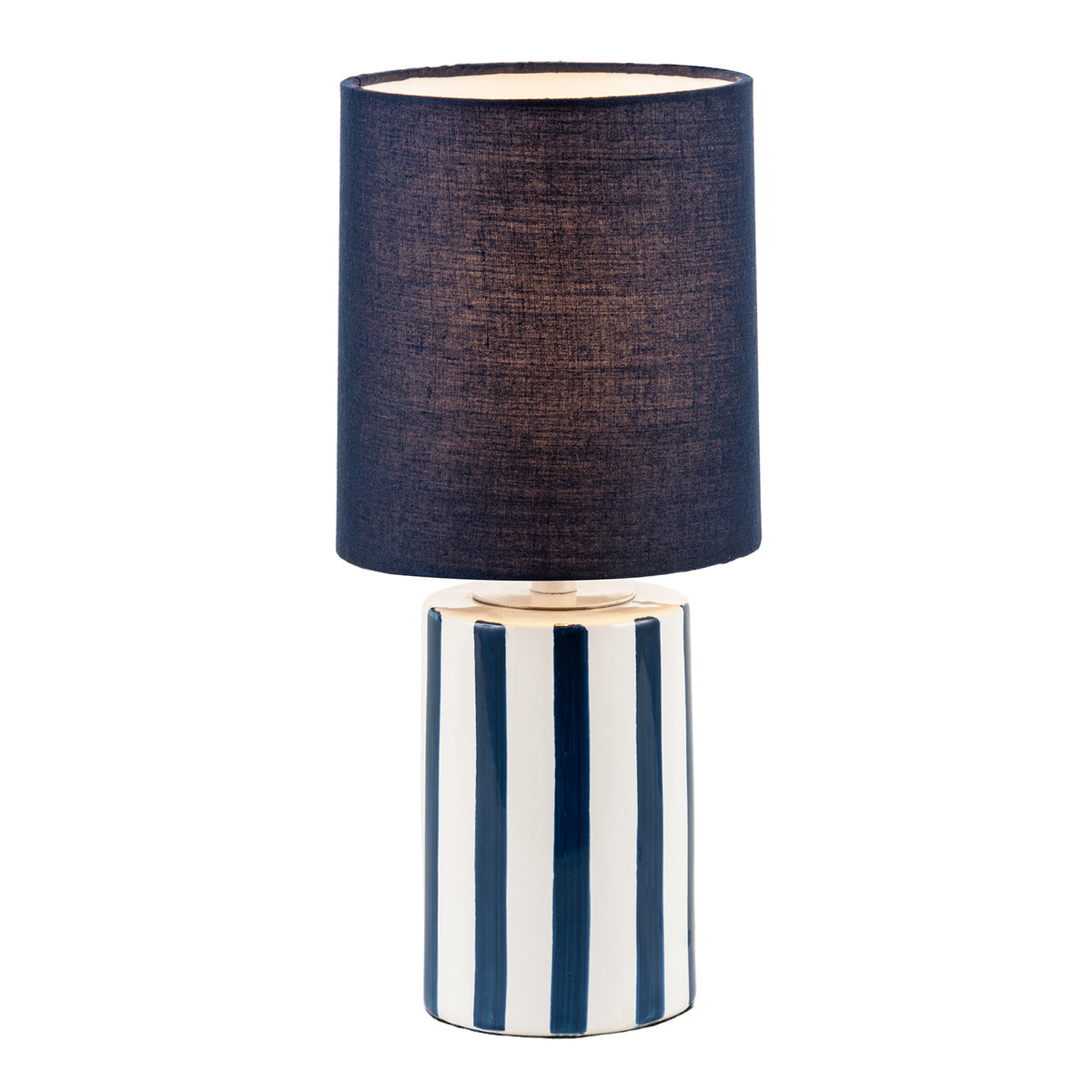 Navy Blue and White Striped Ceramic Coastal Modern Designed Table Lamp Image 2