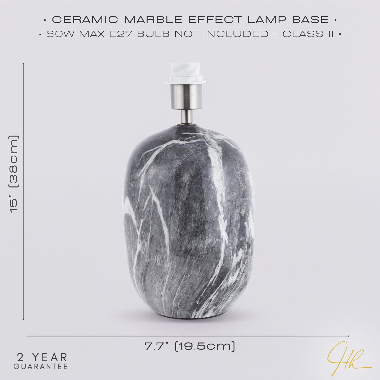 Marble Effect Ceramic Table Lamp Base with Gloss Glazing and Satin Nickel Trim Image 6