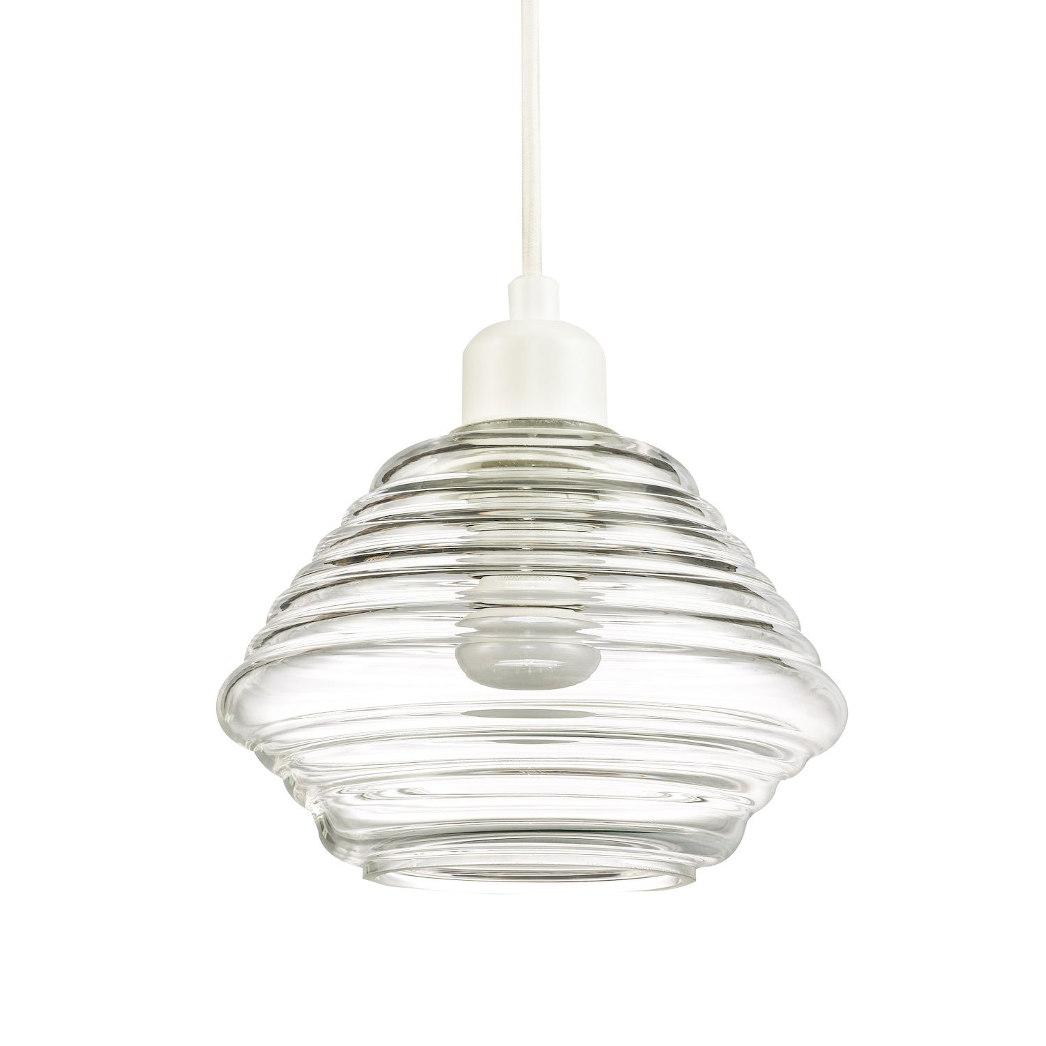 Ribbed Clear Glass Easy Fit Pendant Lighting Shade with Contemporary Design Image 1