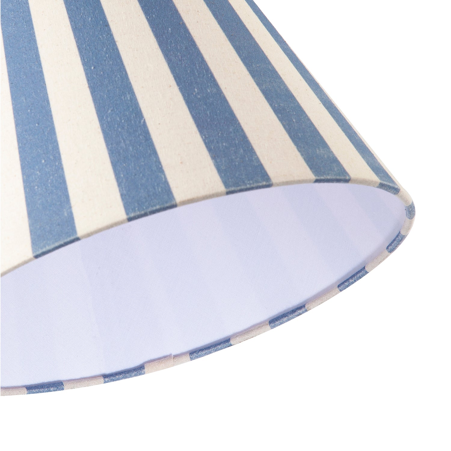 Amparo Blue and Oatmeal Linen Striped Coolie Shade with Cotton Inner Image 5
