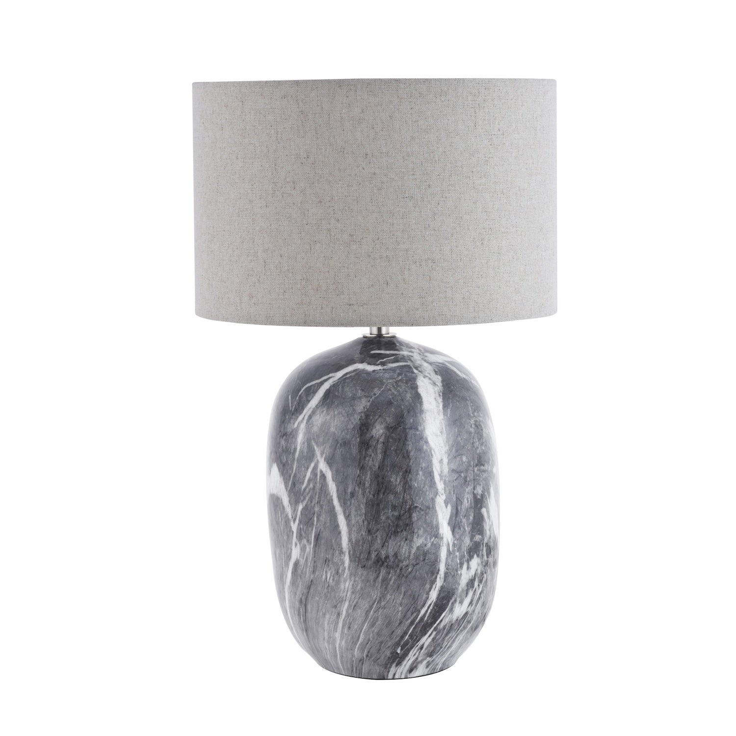 Marble Effect Ceramic Table Lamp Base with Gloss Glazing and Satin Nickel Trim Image 4