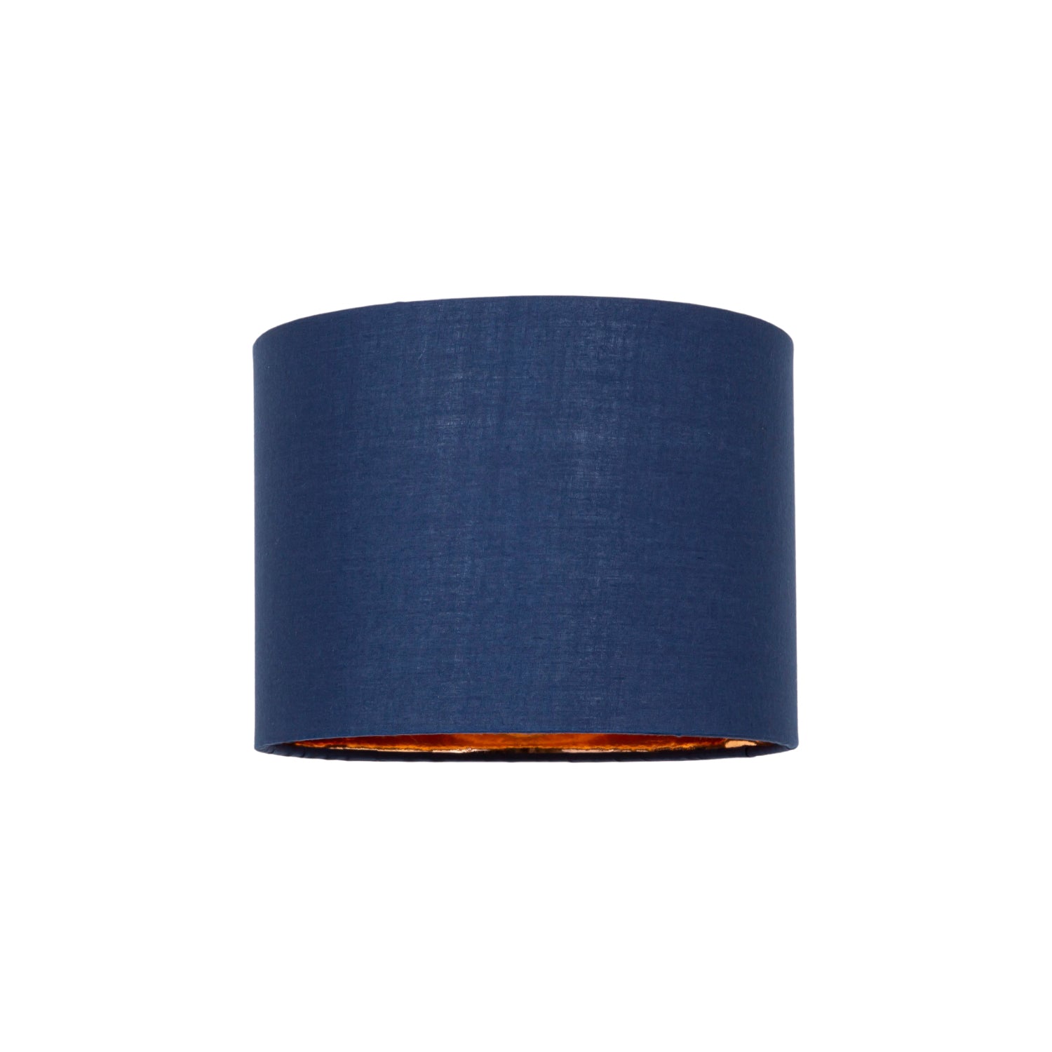 Modern Navy Blue Cotton Fabric Small 8" Lamp Shade with Shiny Copper Inner Image 1