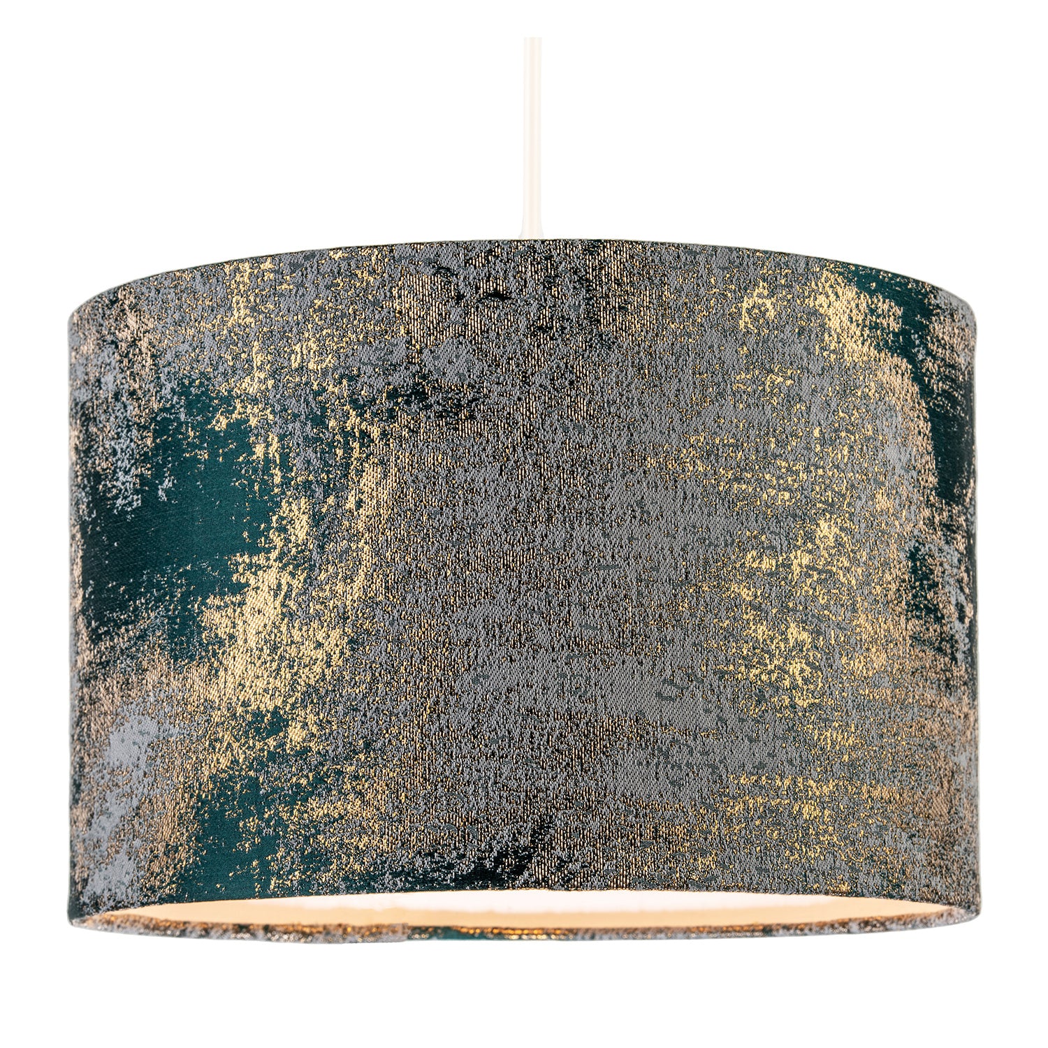 Forest Green Jacquard Fabric Lamp Shade with Metallic Gold Highlights Image 2